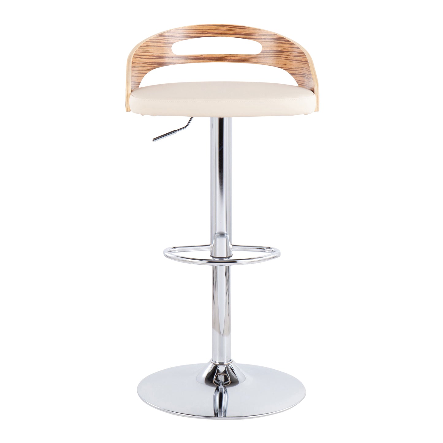 Cassis - Mid-Century Modern Adjustable Barstool With Swivel - Zebra / Cream