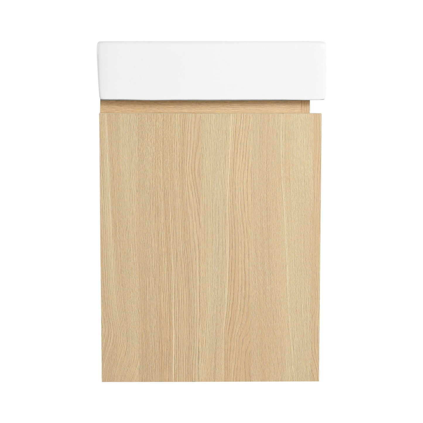 Modern 24" Bathroom Vanity With Ceramic Basin, Wall Mounted Floating Sink Combo, Wooden Storage Cabinet - Oak