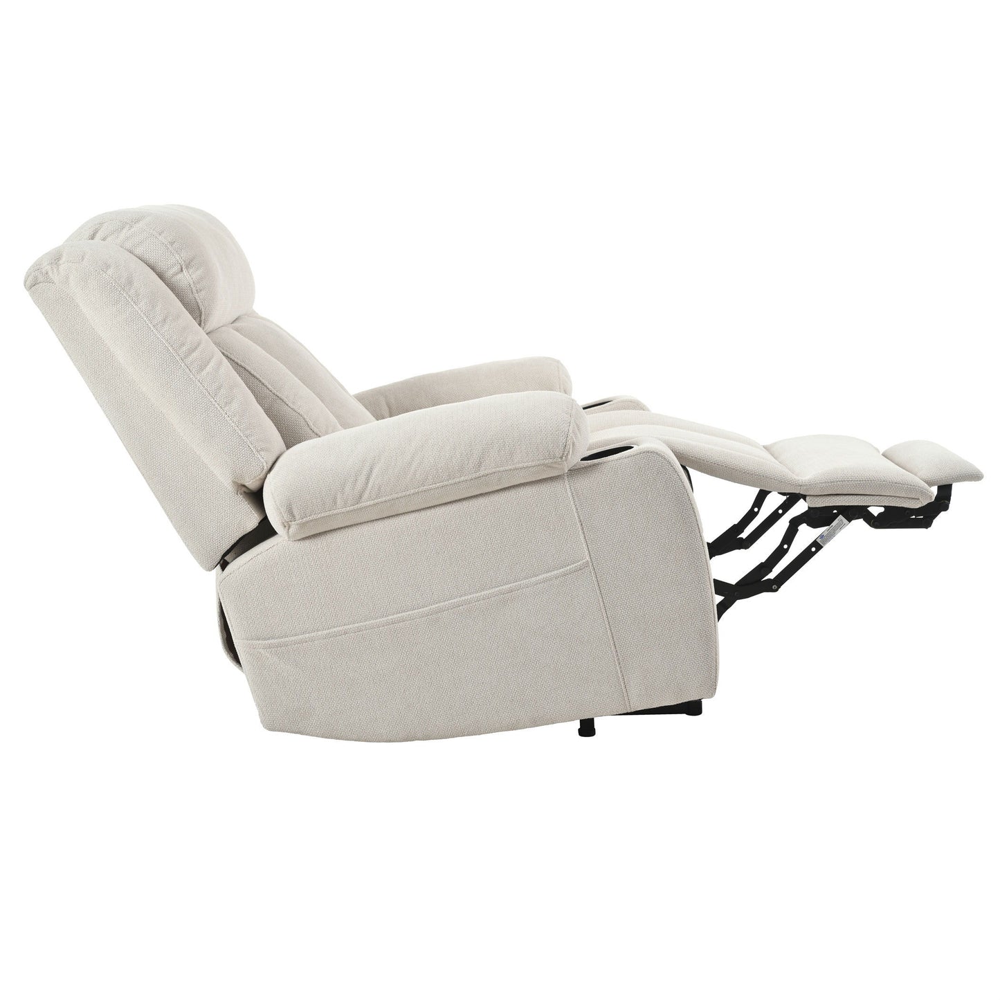 Power Lift Recliner Chair - Fabric Single Sofa With Extended Footrest, Remote Control, Cup Holders, And Side Pockets For Living Room Or Home Theater - Light Gray
