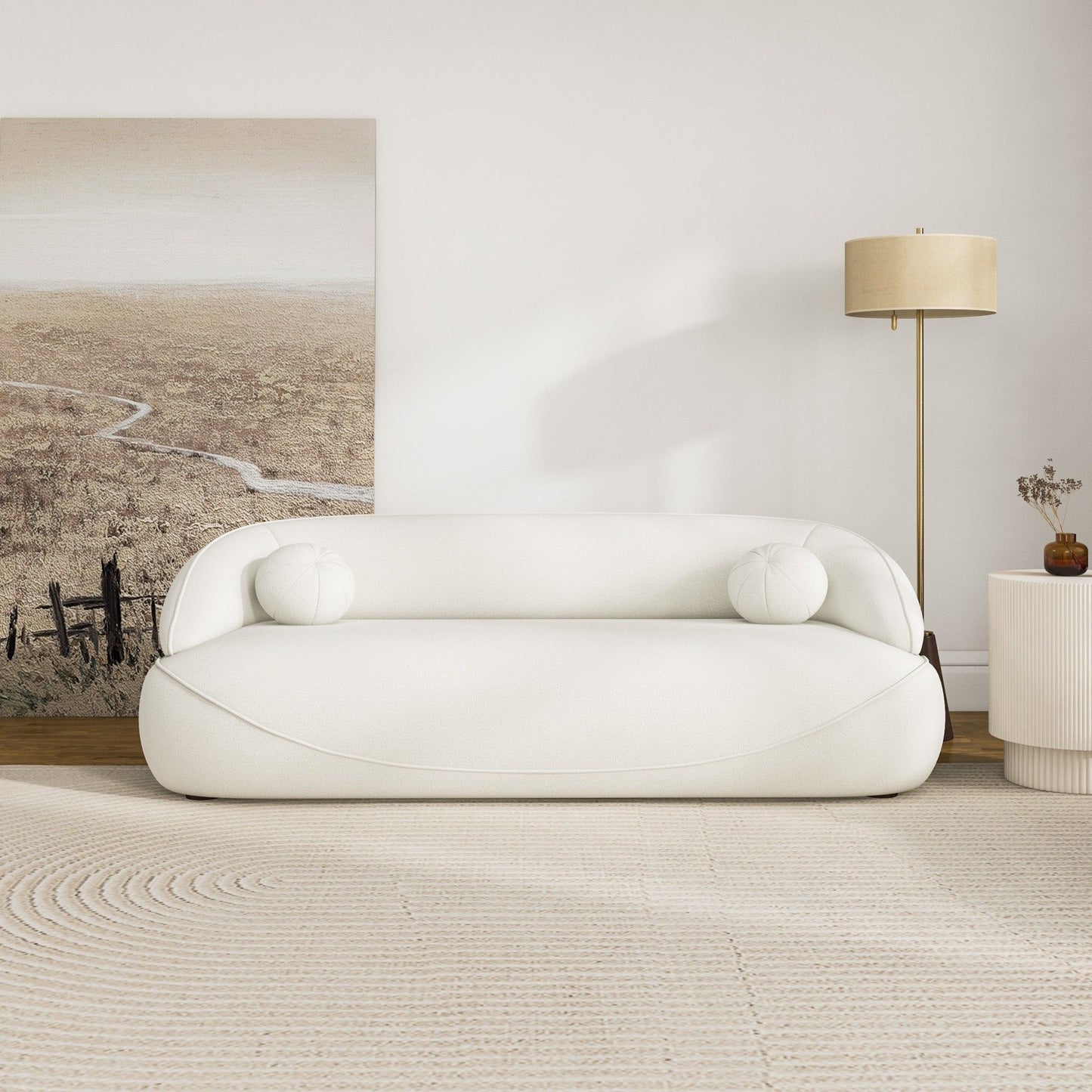 Andrew - Boucle Sofa - Beige / Ivory White / Light Beige / White