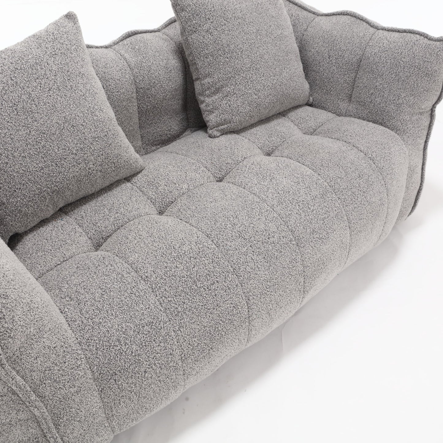 Soft Beanbag Chair With High Resilience Foam Core For Two People - Gray