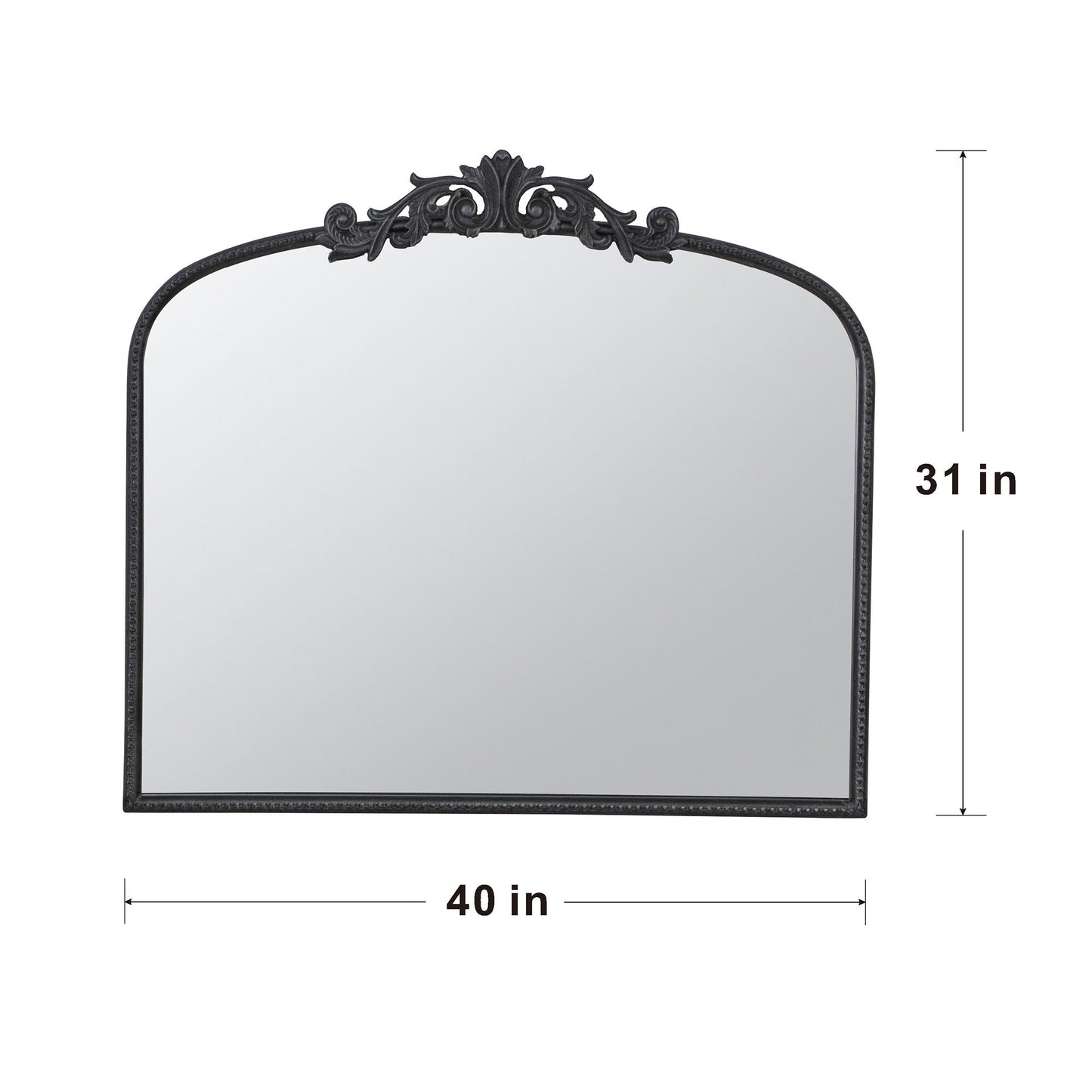 Classic Design Large Arch Mirror And Baroque Inspired Frame For Living Room Bathrrom Enterway Console - Black