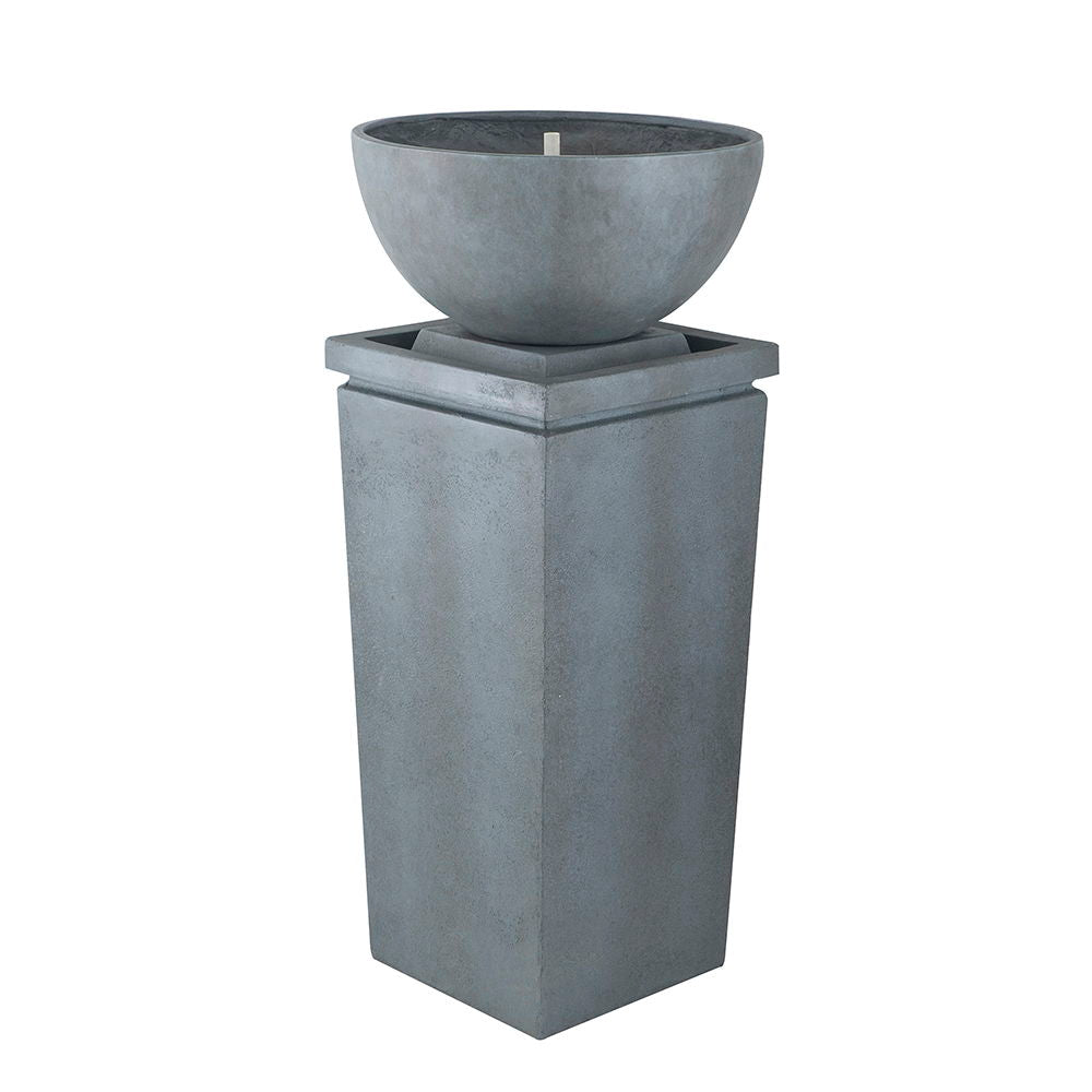 Polyresin Zen Bowl Water Fountain, Outdoor Bird Feeder / Bath Fountains, Relaxing Water Feature For Garden Lawn Backyard Porch - Gray