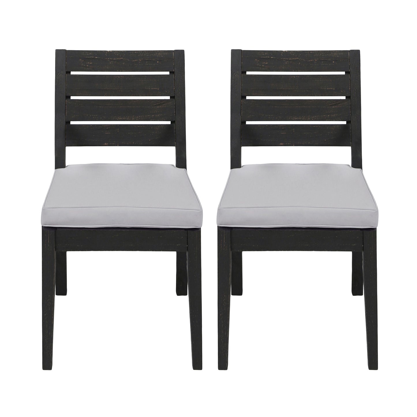 Patio Armless Dining Chair With Laid Back Slat Panel Design - Light Gray