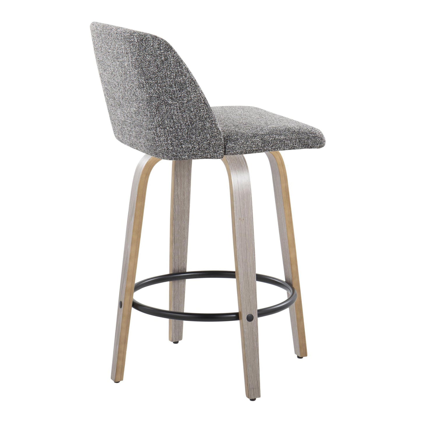 Toriano - Contemporary Fixed Height Counter Stool With Swivel & Round Footrest (Set of 2) - Light Gray