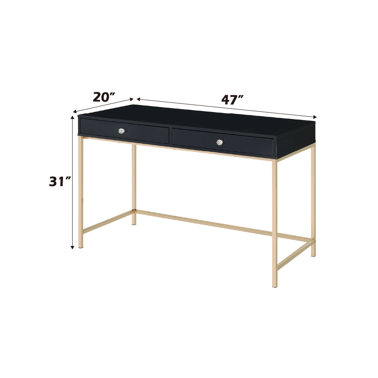 Ottey - High Gloss Writing Desk - Black / Gold