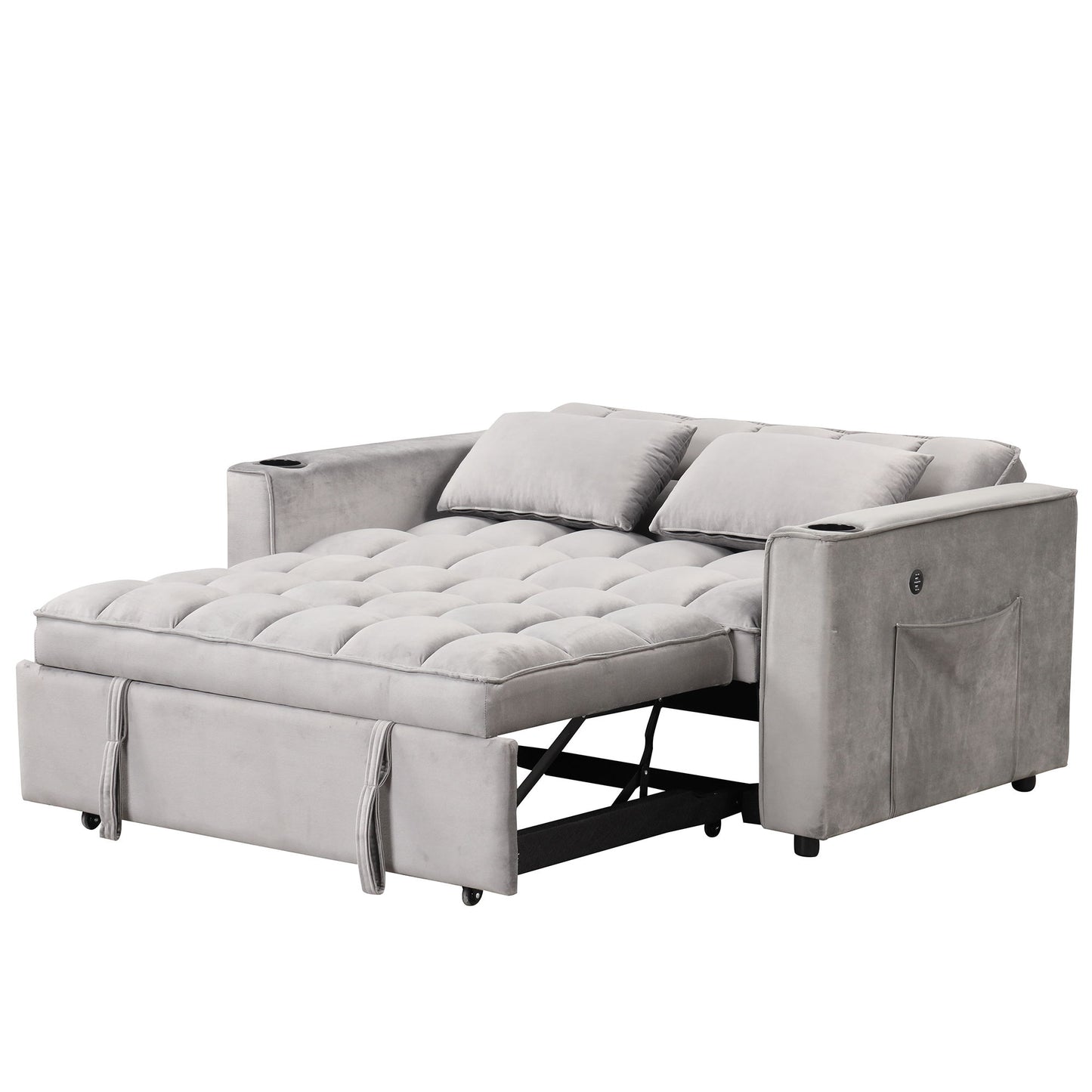 Multi Functional Sofa Bed With Cup Holder And USB Port For Living Room Or Apartments - Gray