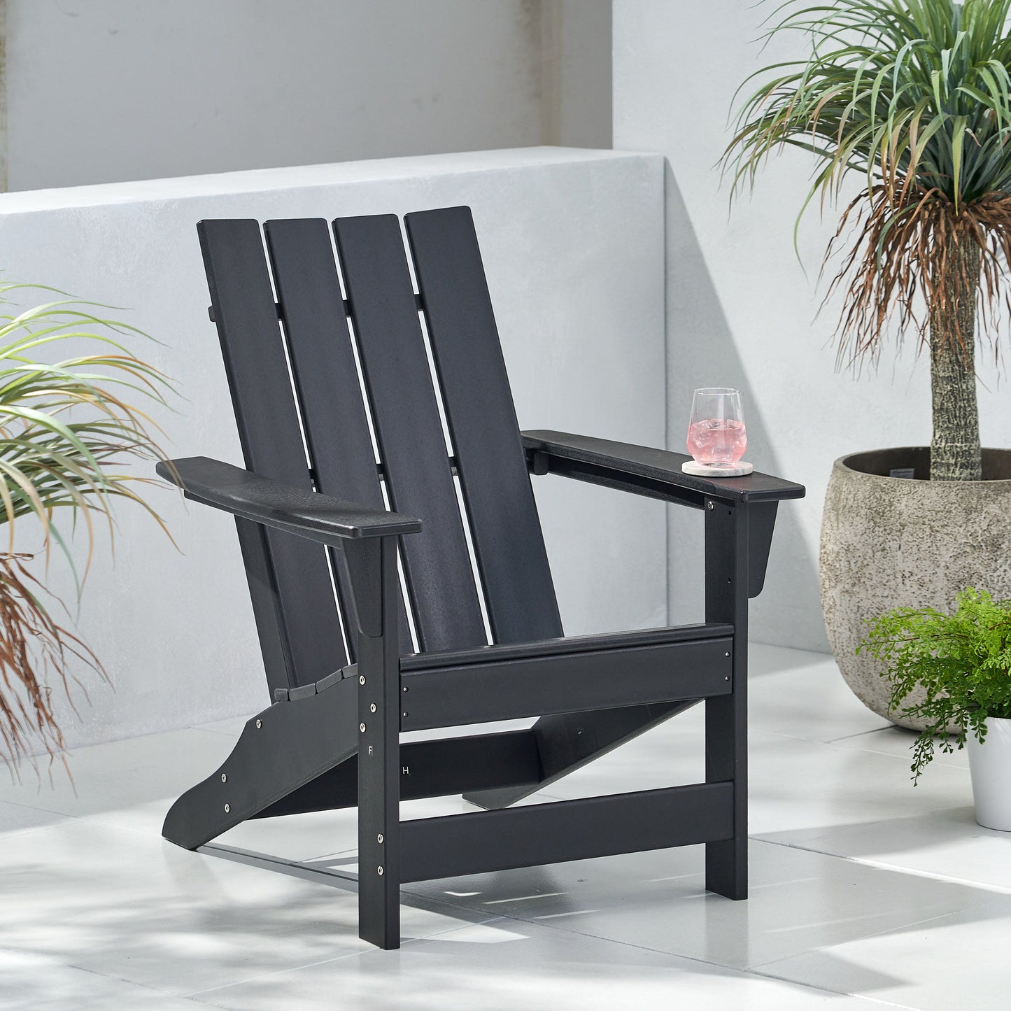 Enigmara - Outdoor High Density Resin Adirondack Chair - Black