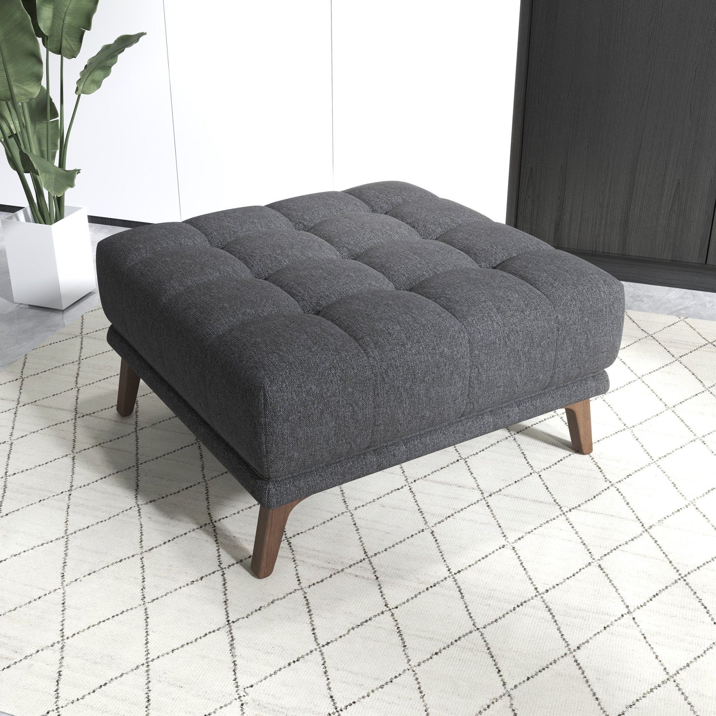 Addison - Square Upholstered Ottoman - Dark Gray