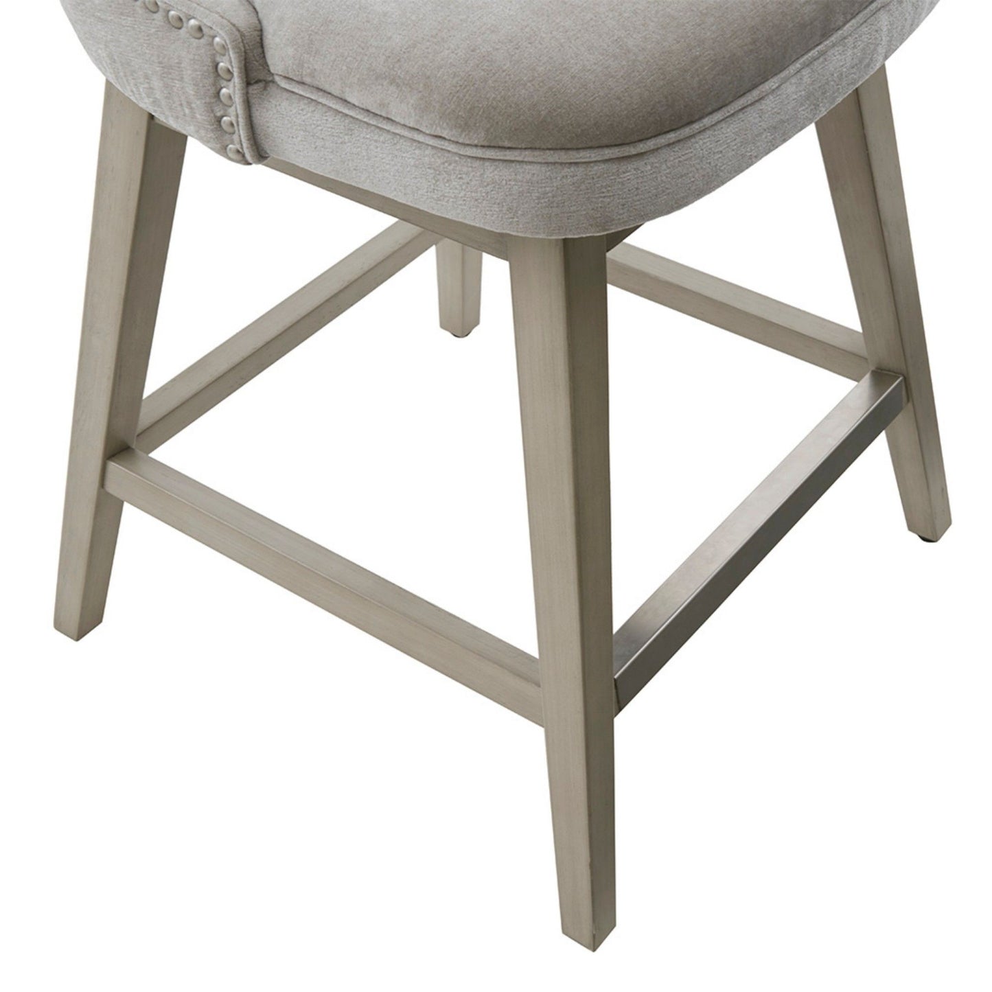 Swivel Counter Stool With Silver Detailing - Light Gray