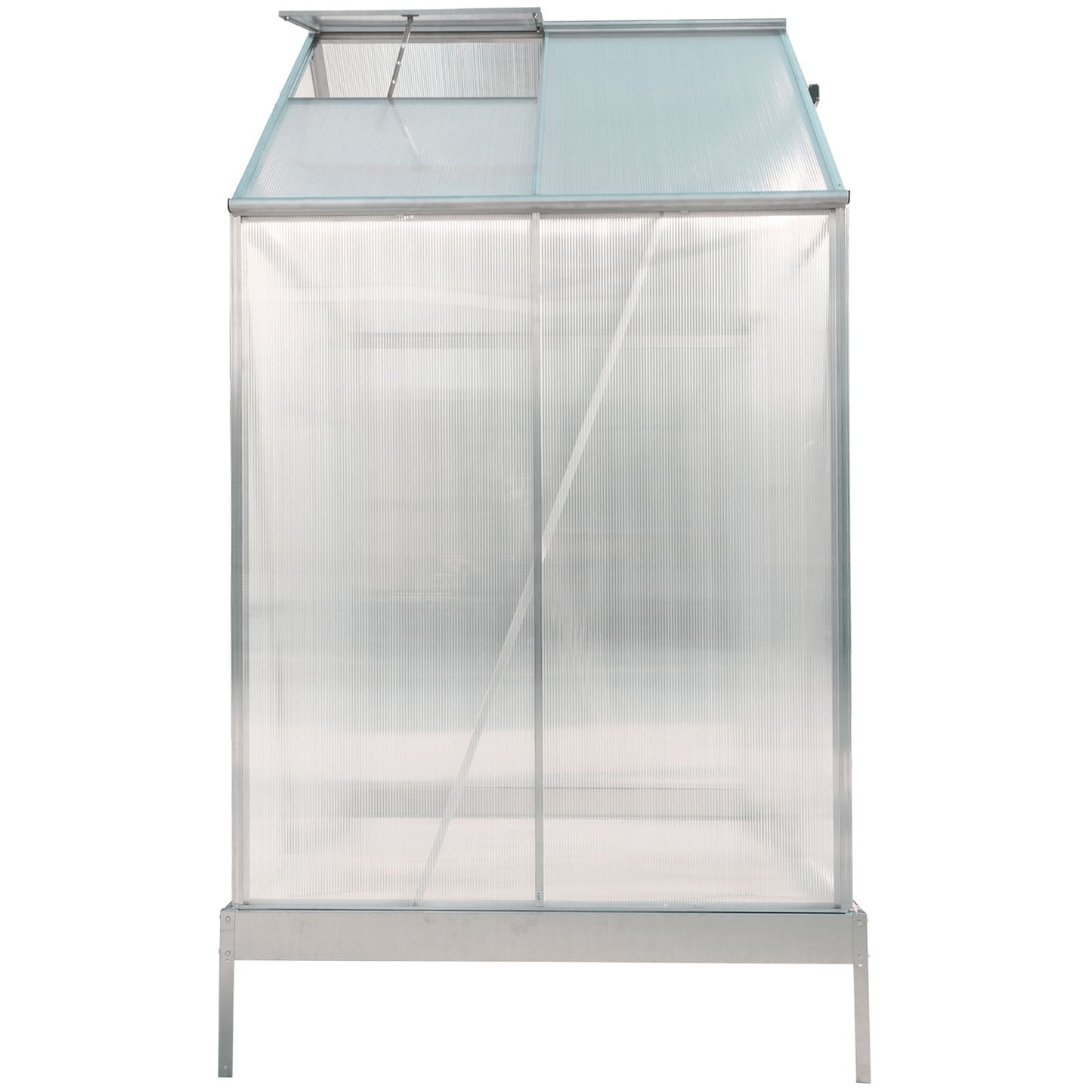 Polycarbonate Greenhouse, Heavy Duty Outdoor Aluminum Walk-In Green House Kit With Rain Gutter, Vent And Door For Backyard Garden - Aluminium