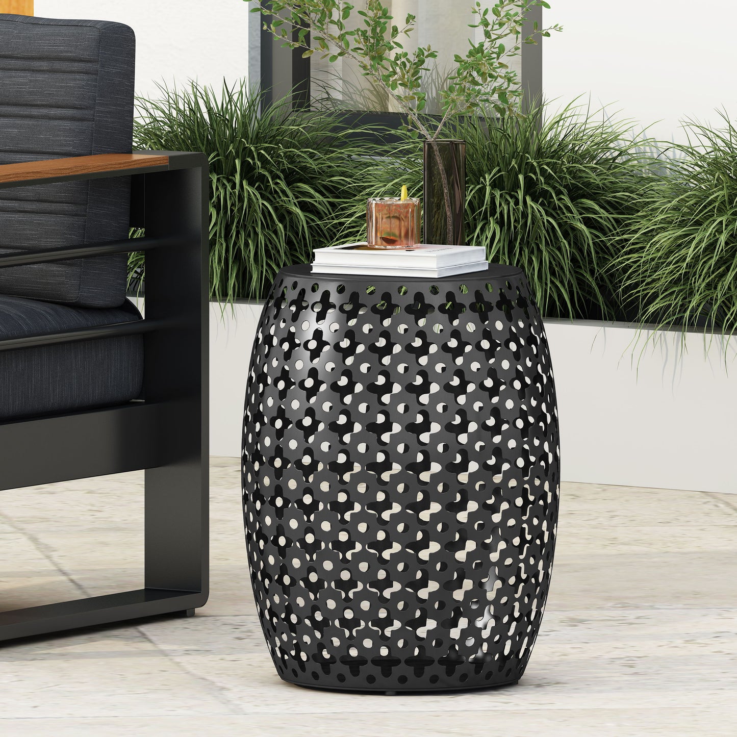 Metal End Table Large - Black