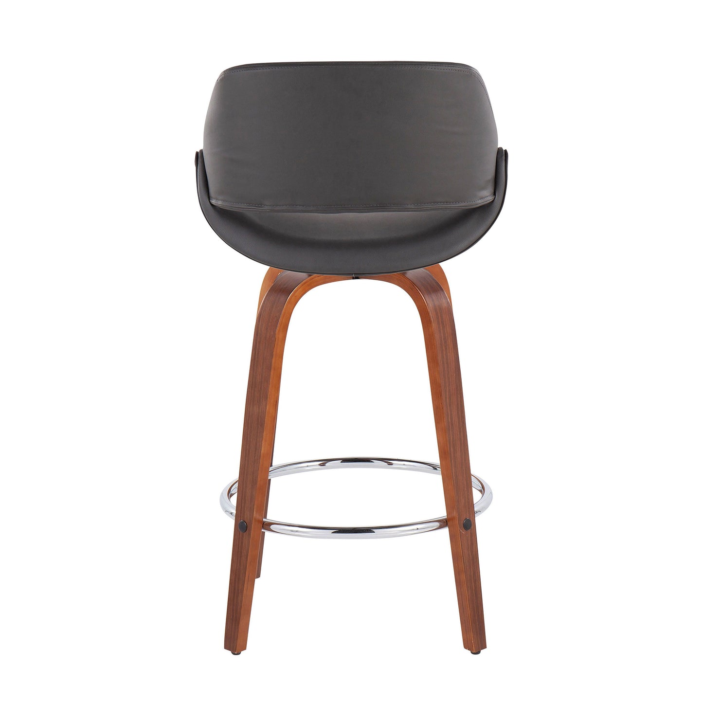 Fabrico - Mid-Century Modern Fixed Height Counter Stool With Round Footrest (Set of 2) - Walnut / Gray