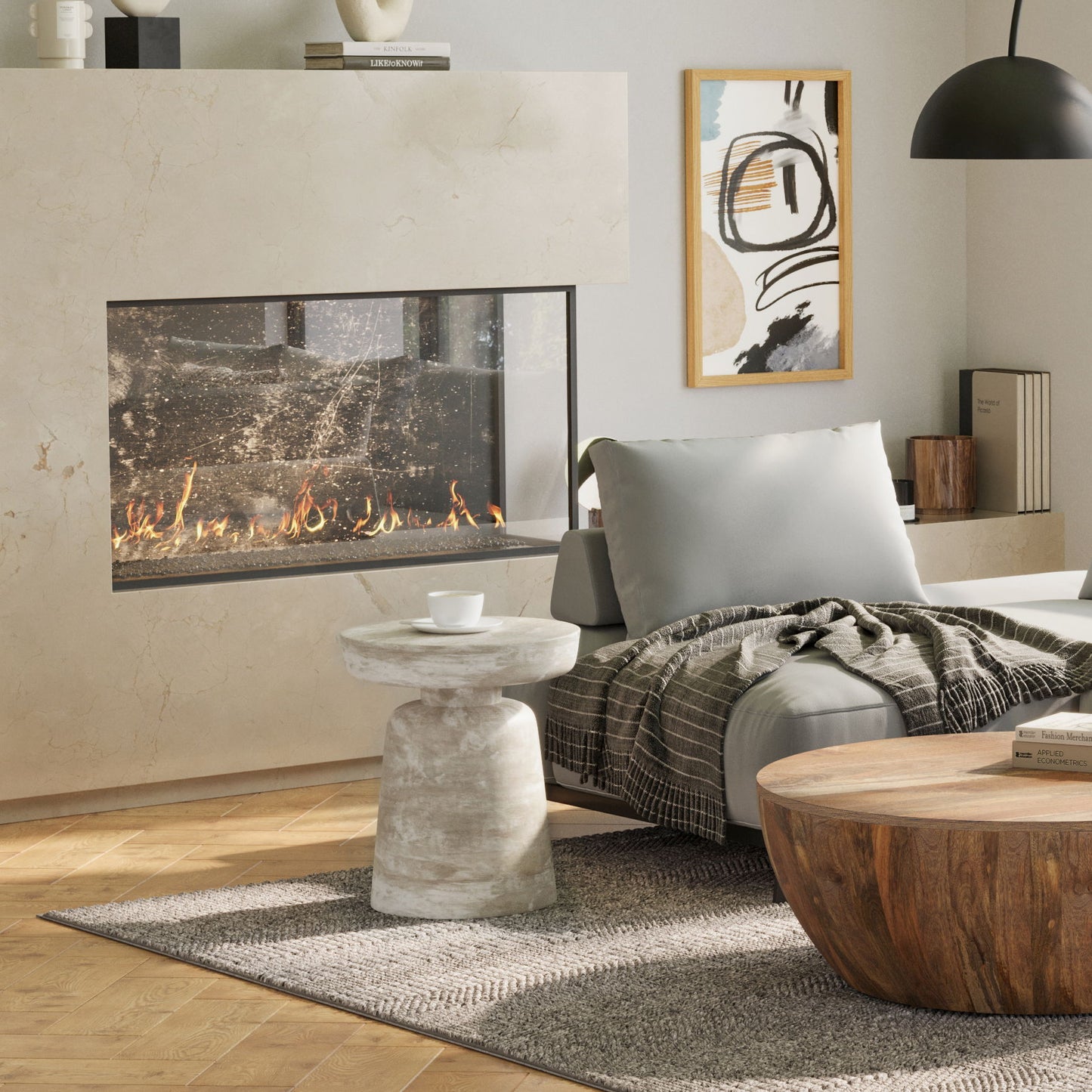 Robbie - Accent Table - Distressed White Wash