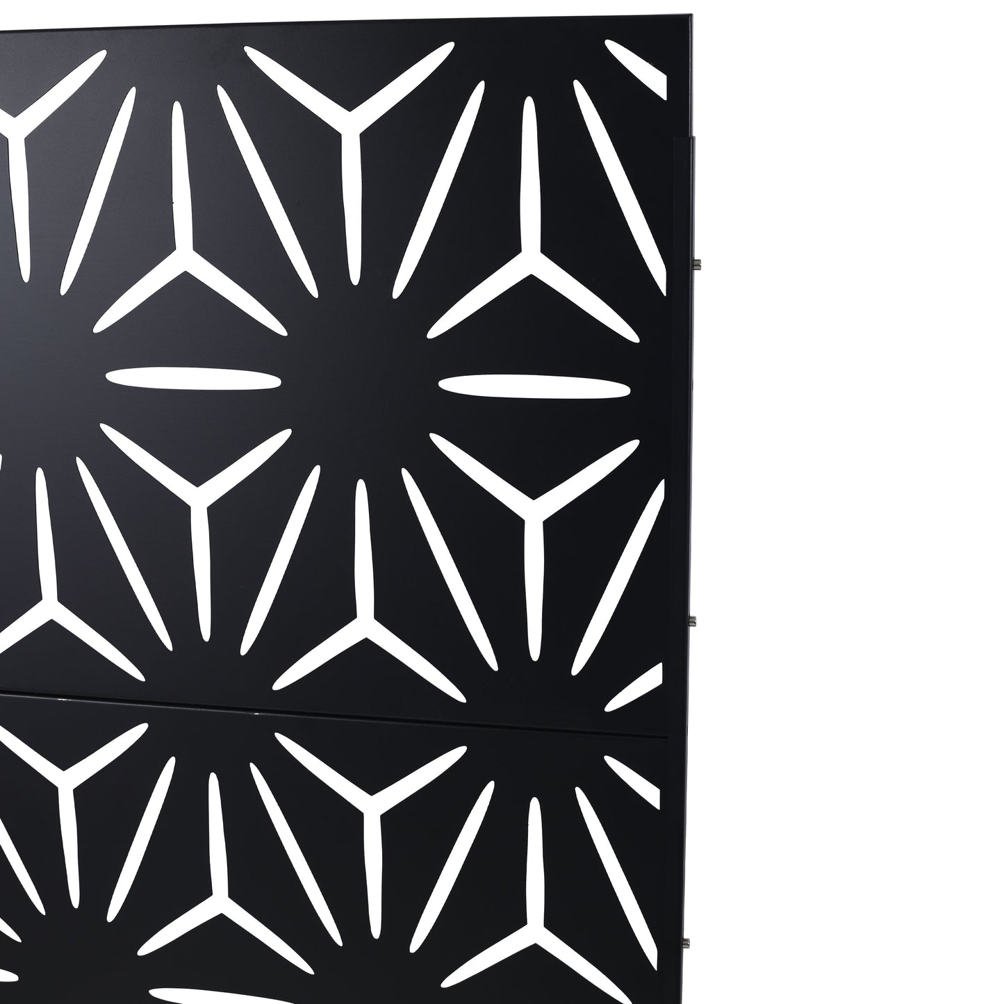 Outdoor & Indoor Privacy Screen, Metal Privacy Screen, Freestanding Decorative Privacy Screen For Deck Balcony Patio - Black