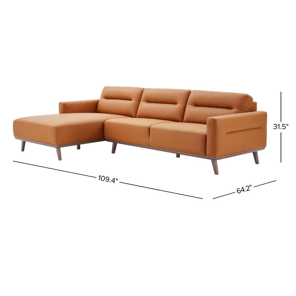 Ella - L-Shaped Left Sectional Couch - Cognac