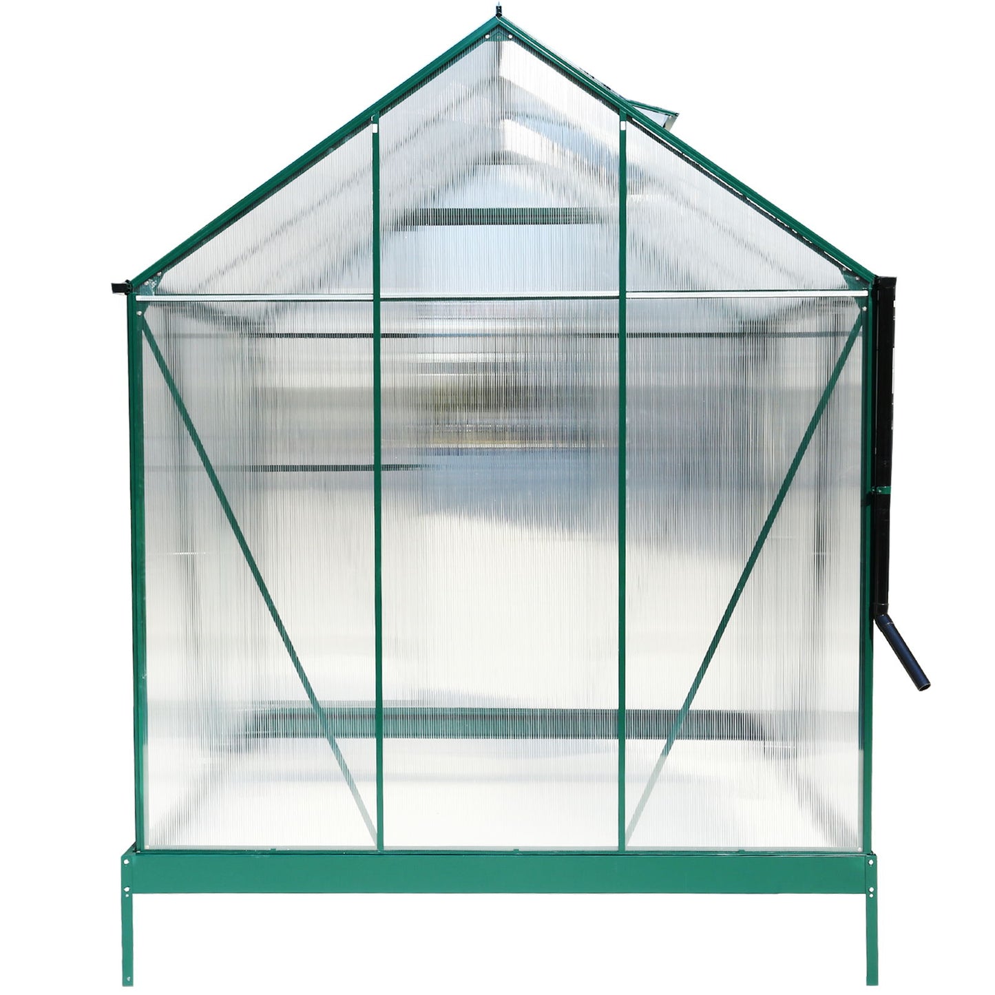 6.3'x6.2'x7' Polycarbonate Greenhouse, Heavy Duty Outdoor Aluminum Walk-In Green House Kit With Rain Gutter, Vent And Door For Backyard Garden - Green