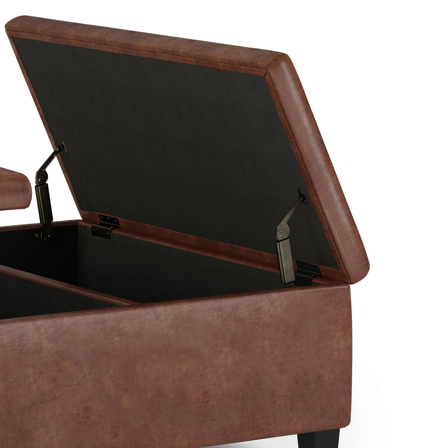 Ellis - Coffee Table Storage Ottoman - Distressed Saddle Brown