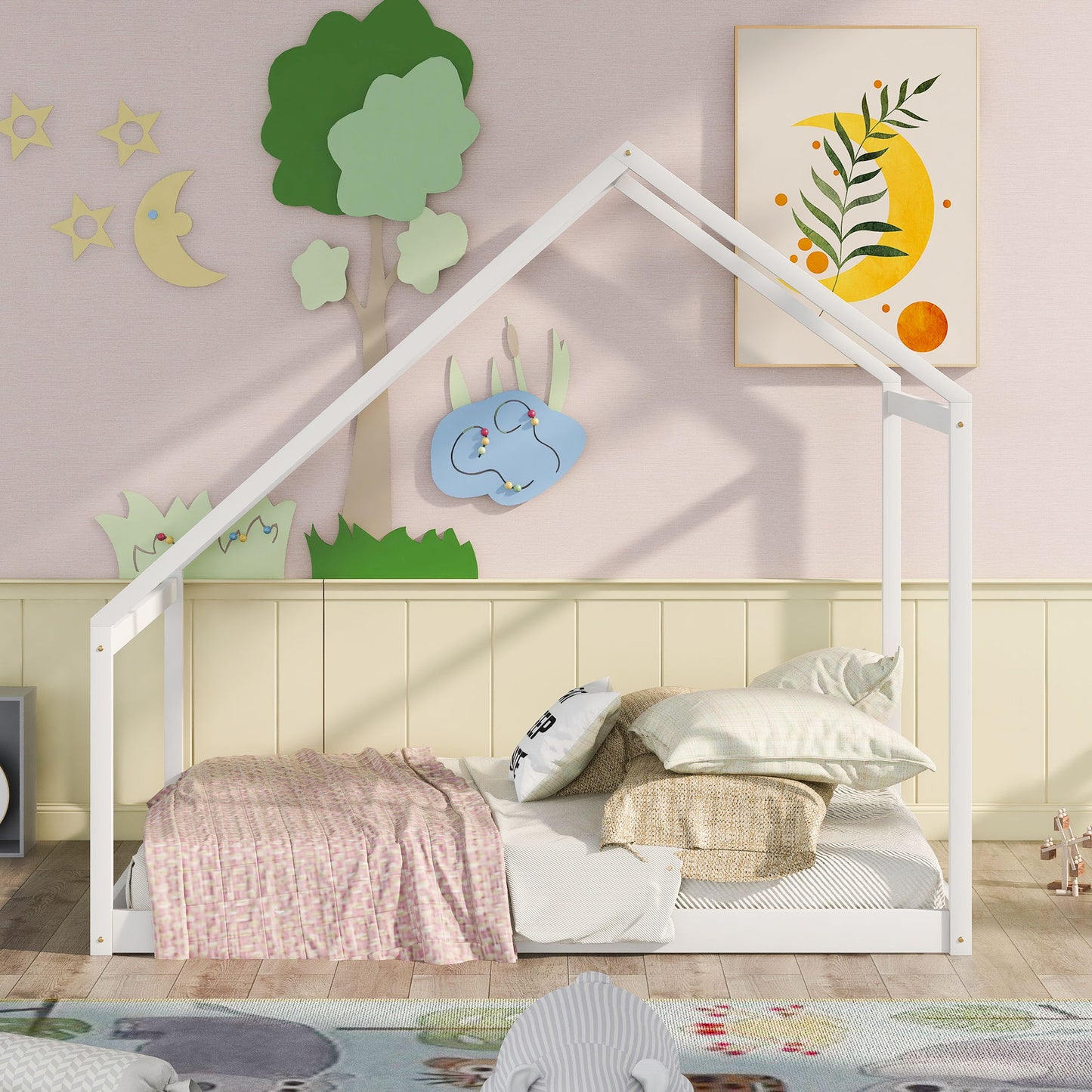 Full Size Playhouse Style Bed - White