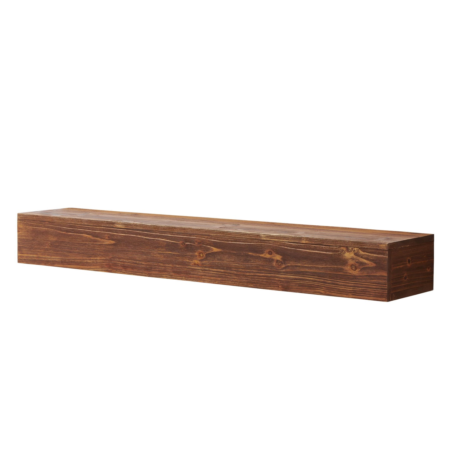 72" Rustic Wood Fireplace Mantel, Wall-Mounted & Floating Shelf For Home Decor - Brown