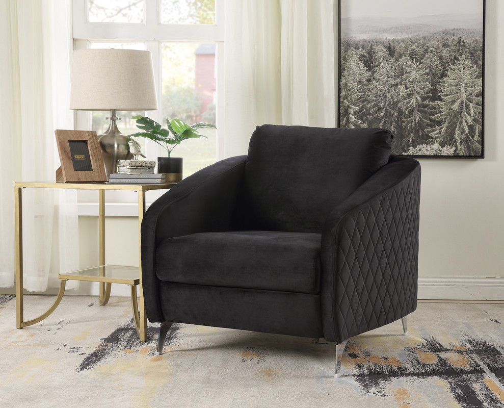 Sofia - Velvet Modern Chic Accent Armchair - Black