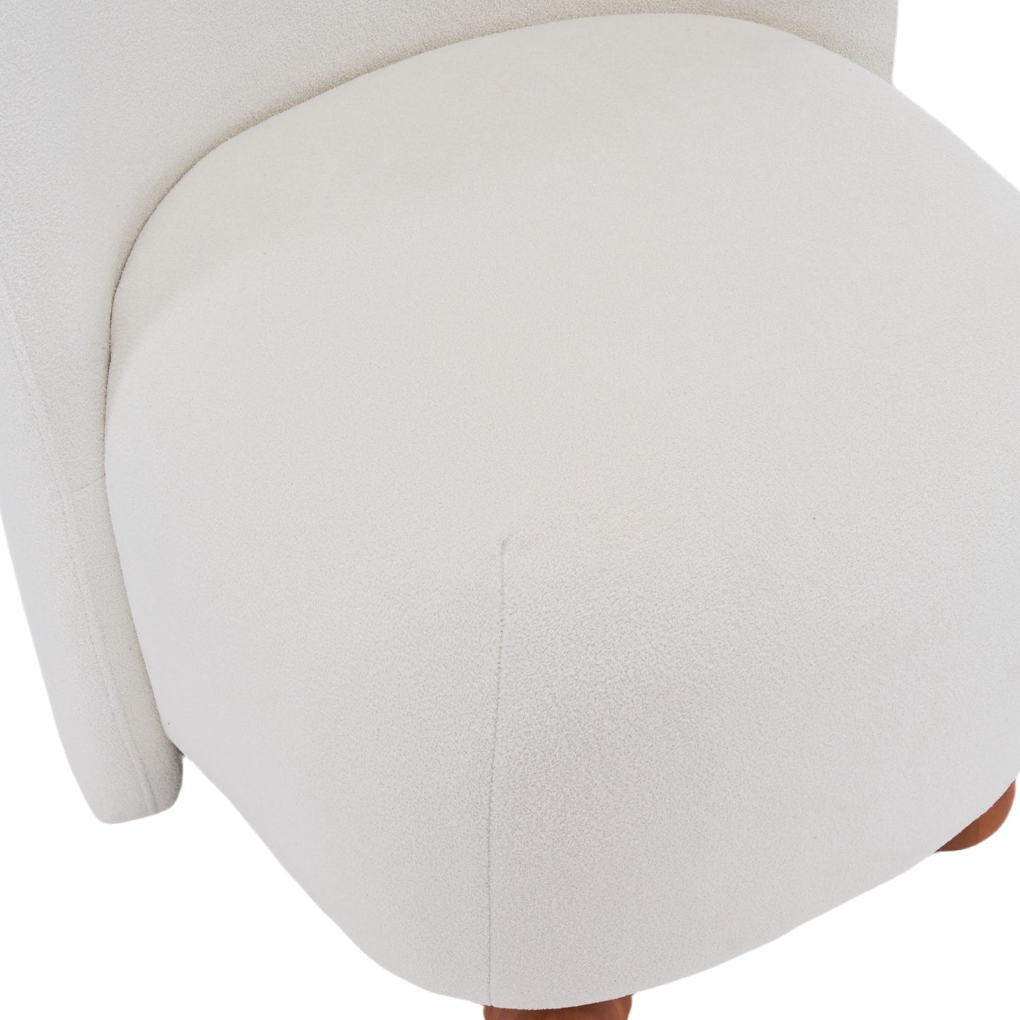 Modern Low Back Accent Chair, Upholstered Armless Living Room Chairs, Round Pine Wood Feet, For Small Living Spaces, Living Room - White