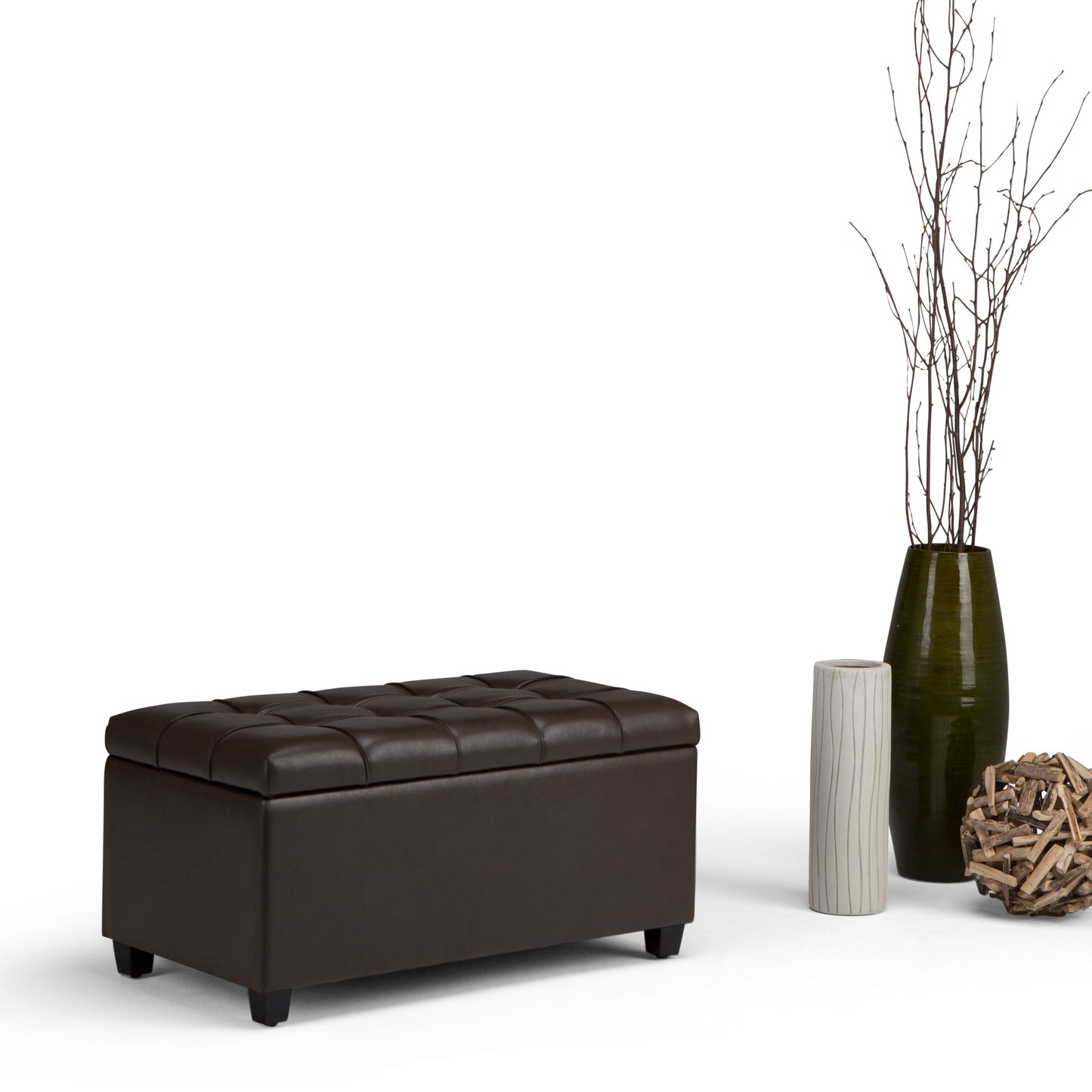 Sienna - Storage Ottoman Bench - Chocolate Brown