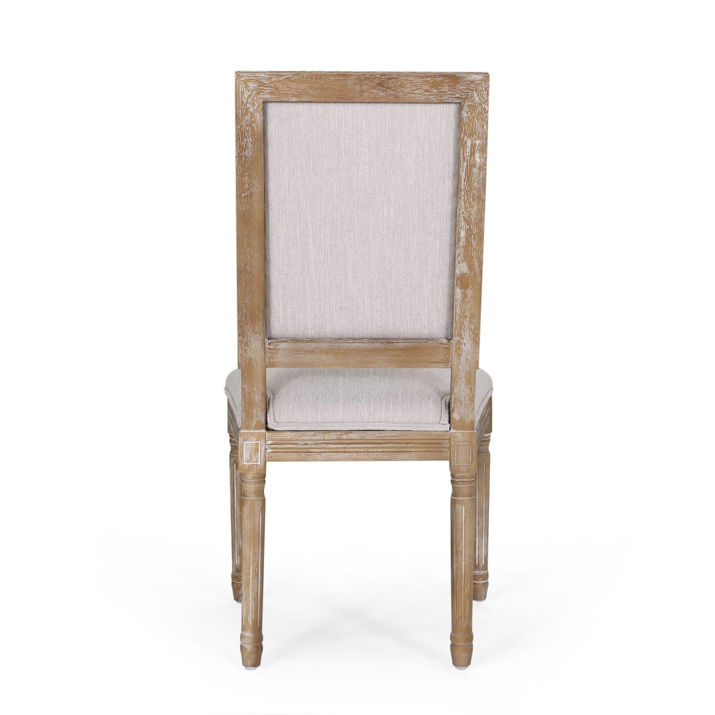 Vintage French Country Dining Chair Set With Cane Backrest, Upholstered Seats - Light Gray