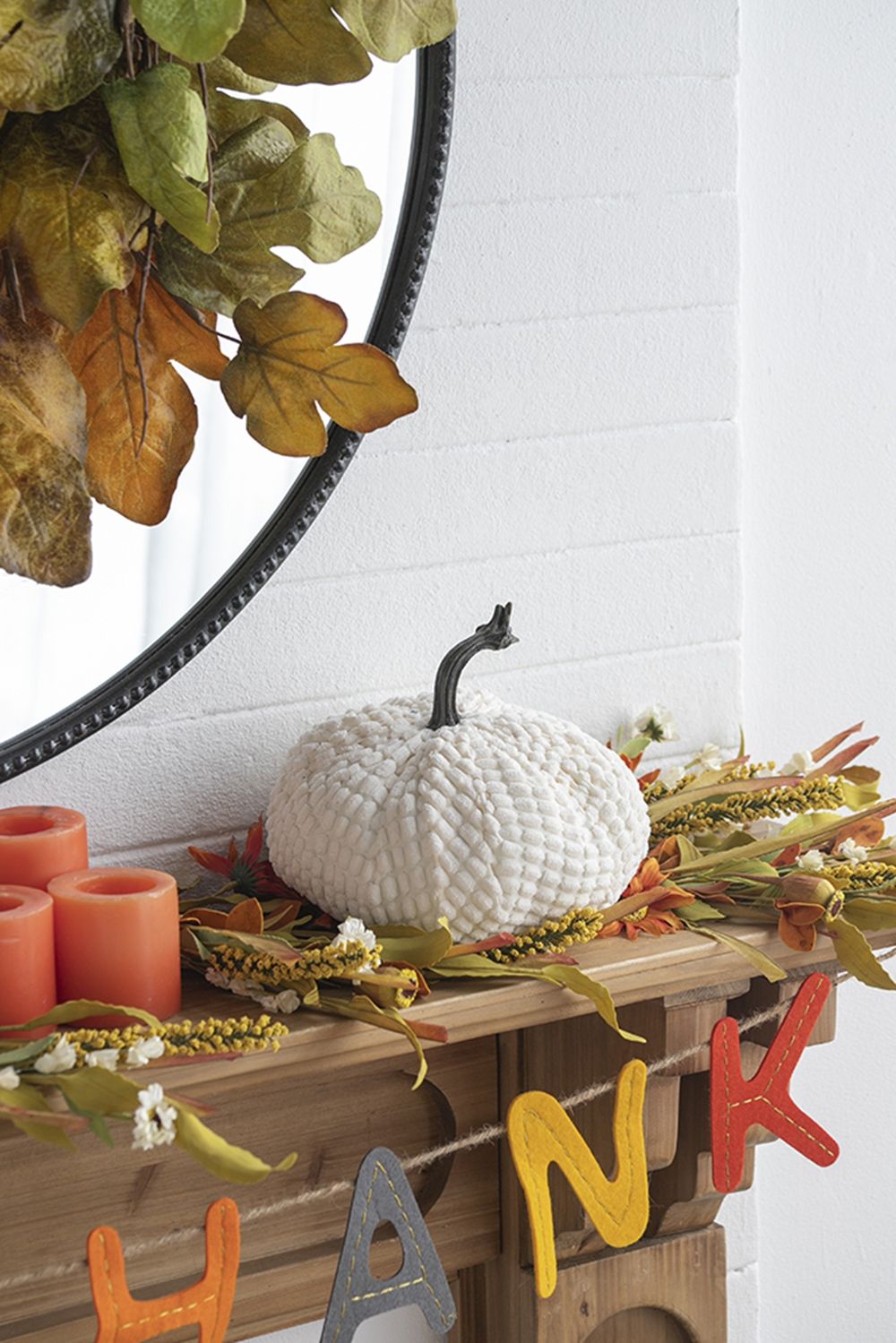 Chenille Weighted Pumpkin Ornament Decor For Holiday Harvest Festival Fall Festival & Thanksgiving (Set of 2) - White