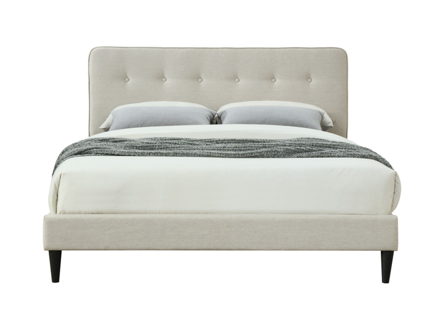 Queen Sized Upholstered Bed With USB - Off White