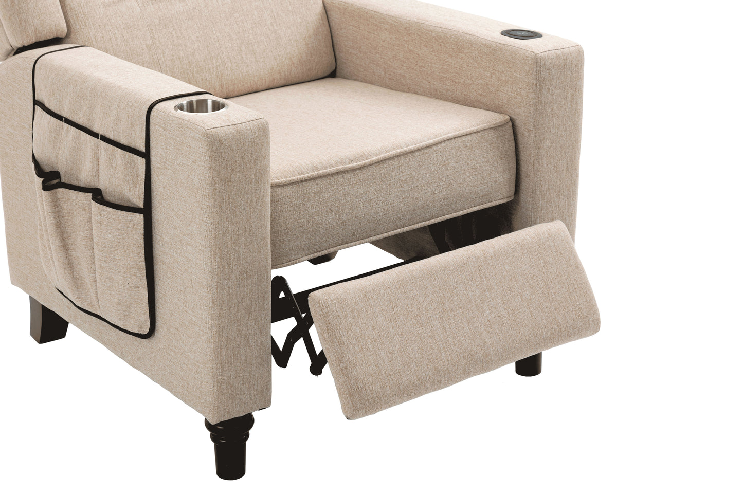 Arm Pushing Recliner Chair, Modern Button Tufted Wingback Push Back Recliner Chair, Living Room Chair Fabric Pushback Manual Single Reclining Sofa Home Theater Seating For Bedroom - Khaki / Yellow