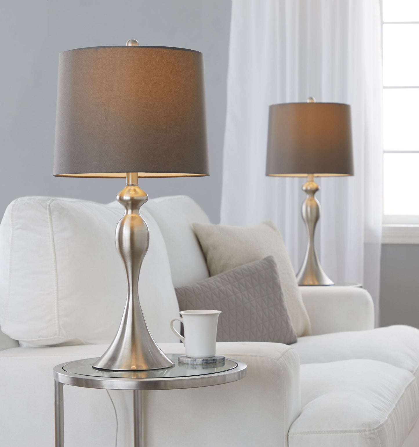Ashland - Contemporary Table Lamp (Set of 2) - Nickel / Taupe Satin