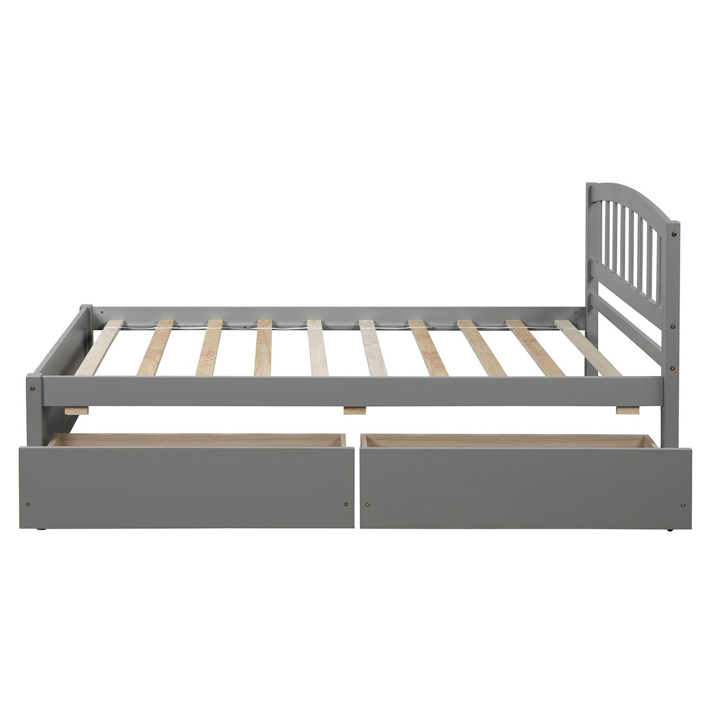 Twin Platform Storage Bed Frame With Two Drawers And Headboard - Gray