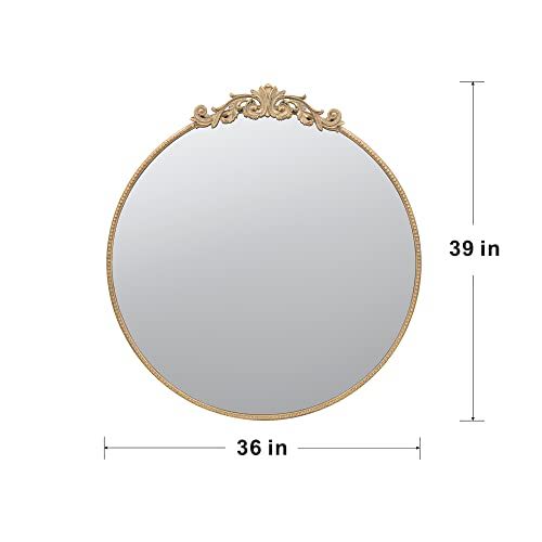 Round Wall Mounted Mirror With Frame For Bathroom Living Room - Gold