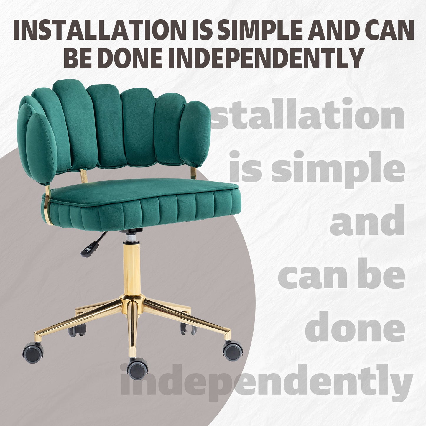 Velvet Home Office Desk Chair, Modern Cute Computer Chair, Wheels Swivel Height Adjustable Task Chair - Emerald
