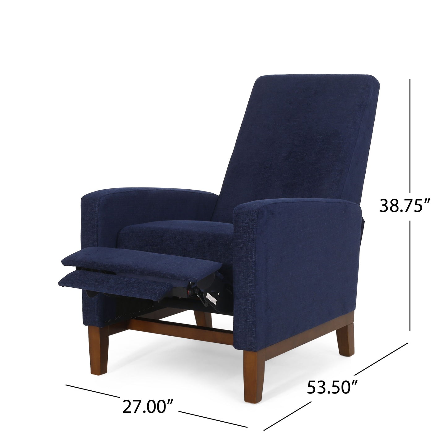 Wide Hand Manual Club Recliner - Navy Blue