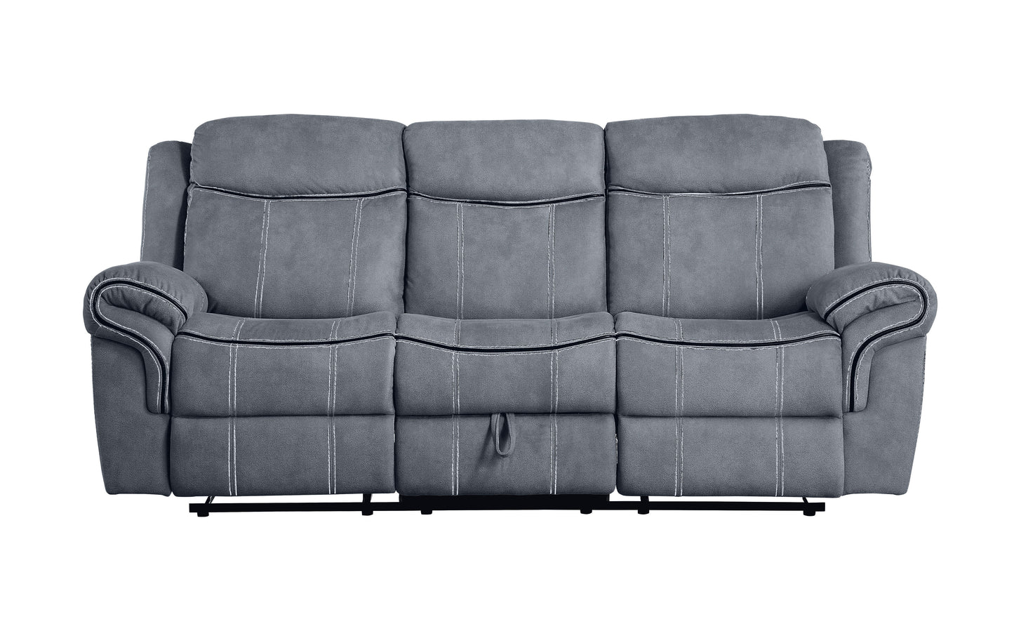 Zubaida - Two Tone Velvet 3 Piece Recliner Living Room Set - Gray