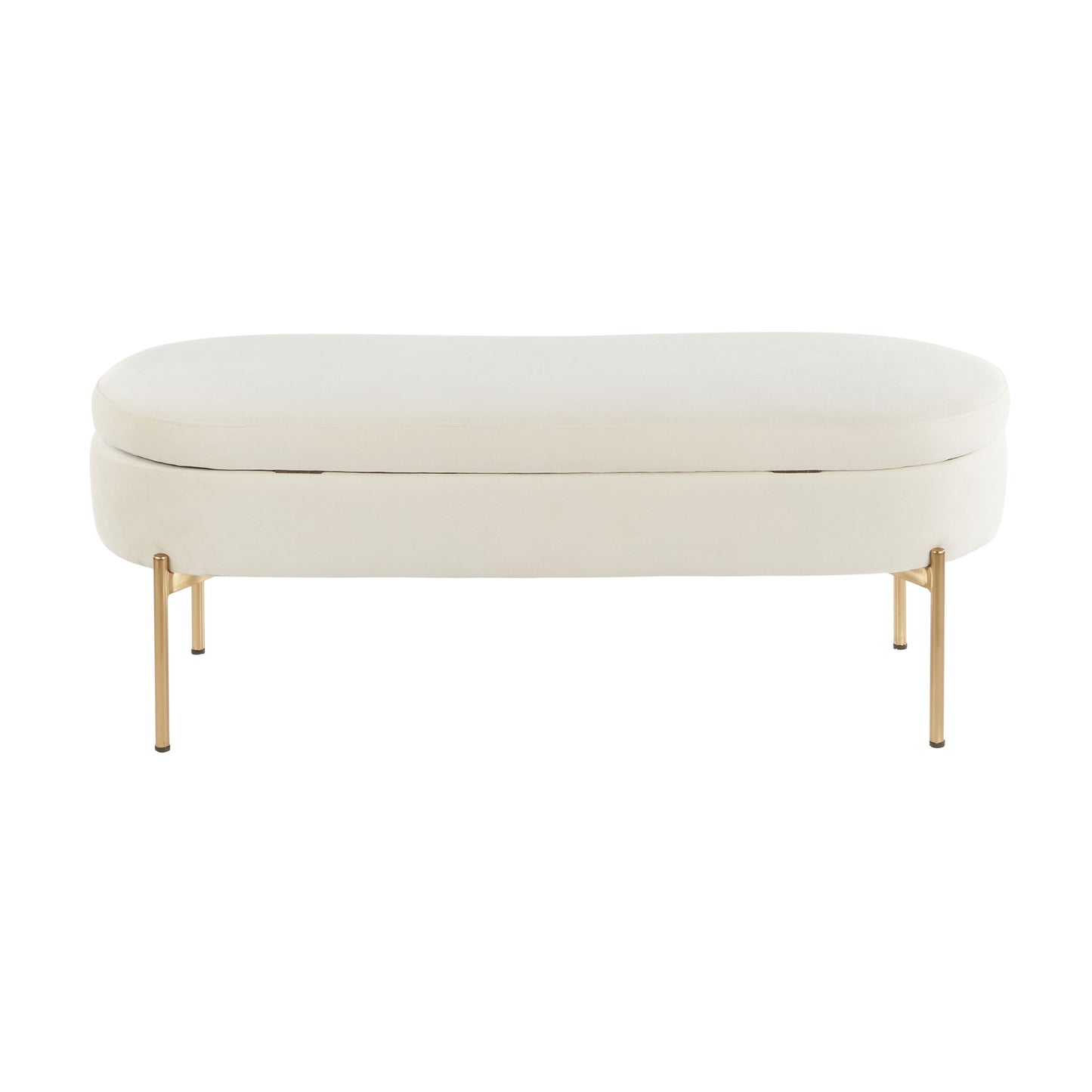 Chloe - Contemporary / Glam Storage Bench - Gold / Cream