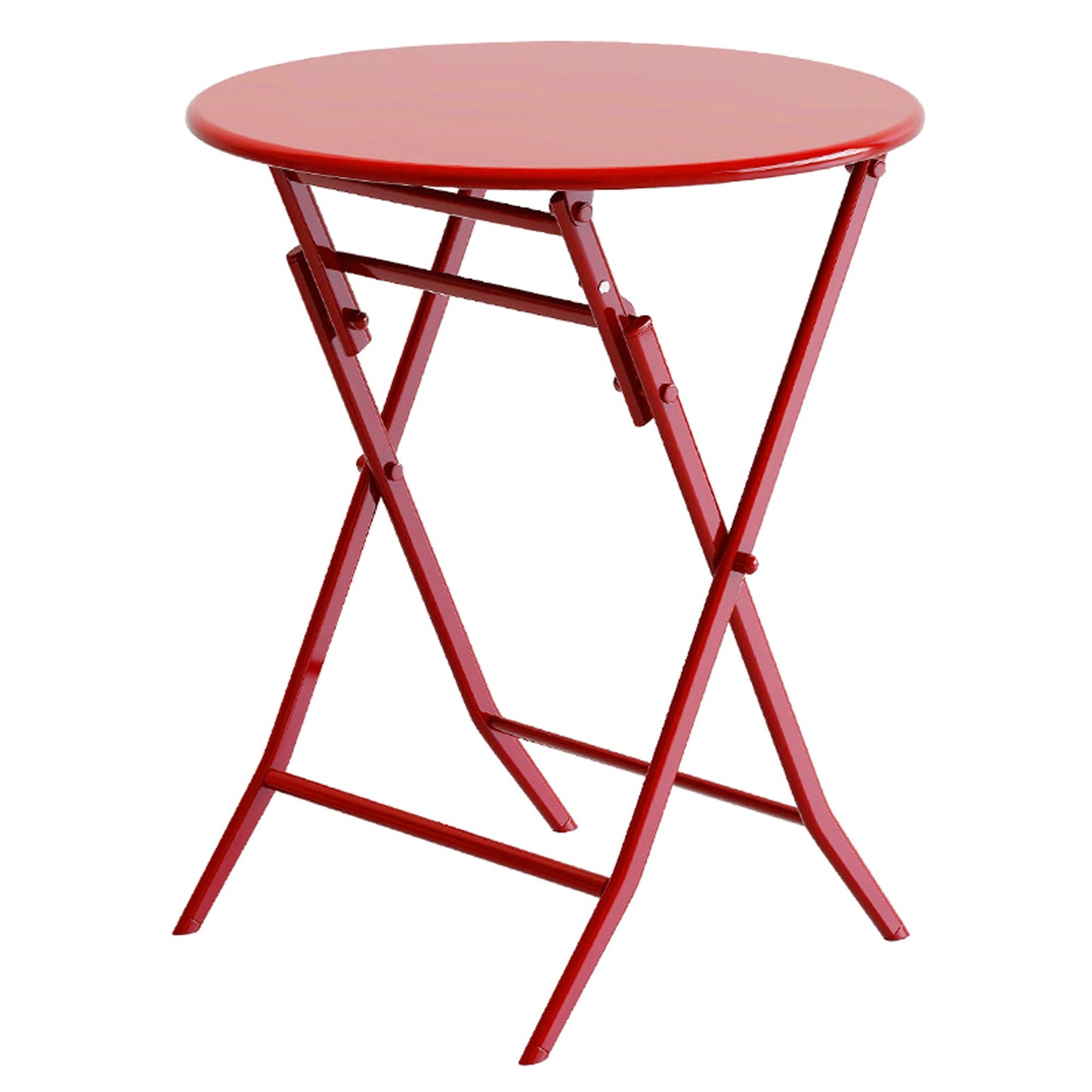 3 Piece Patio Bistro Set Of Foldable Round Table And Chairs - Red