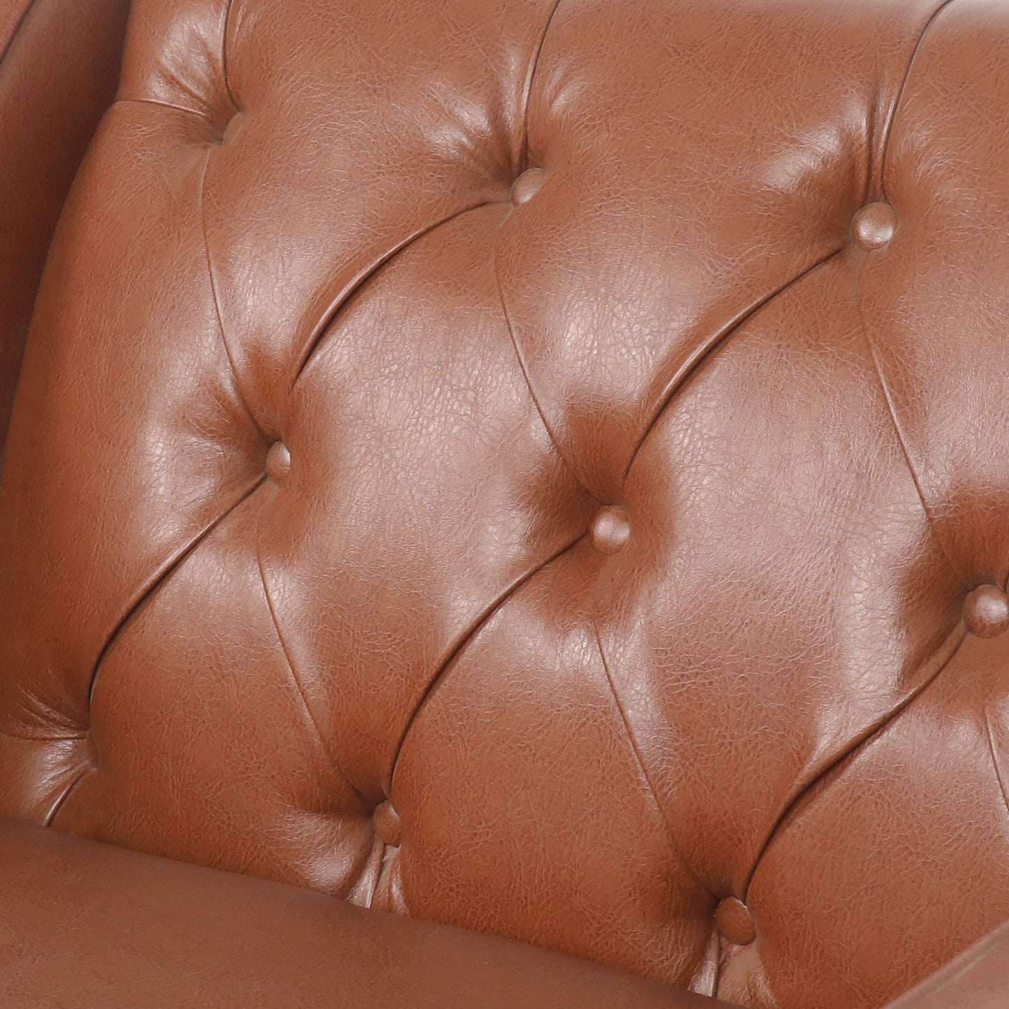 Contemporary Club Chair With Button Tufting And Diamond Stitching - Light Brown