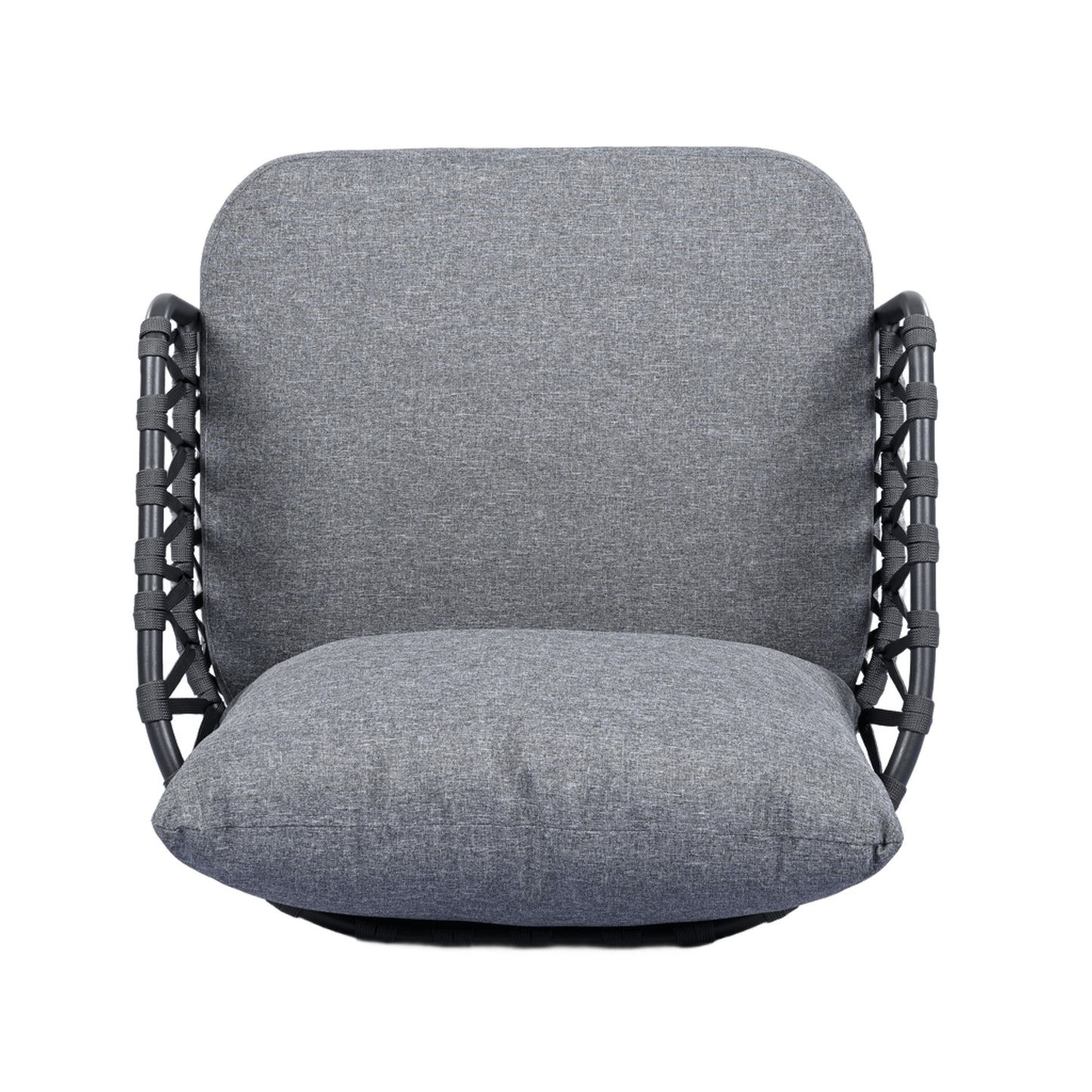 4 Piece Outdoor Patio Furniture Set, Metal Chairs With Woven Rope U Shaped Backrest, Outdoor Conversation Set With Thick Cushions And Coffee Table For Garden, Poolside, Balcony - Black / Gray
