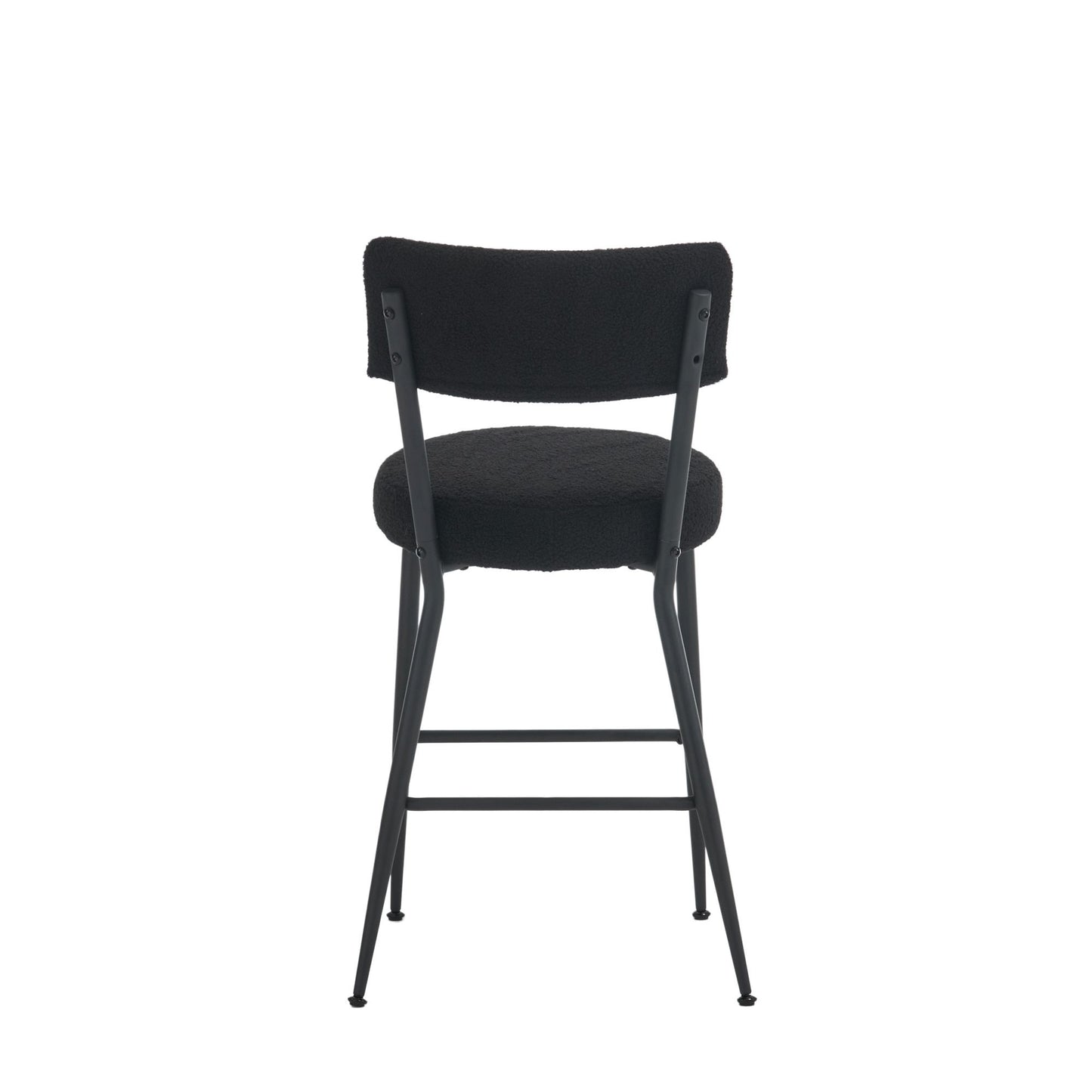 Modern Teddy Fabric Upholstered Bar Stools (Set of 2)- Black