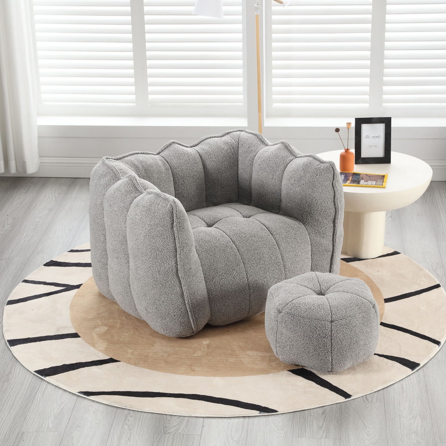Soft Bean Bag Chair With High Resilient Foam (Chips) - Gray