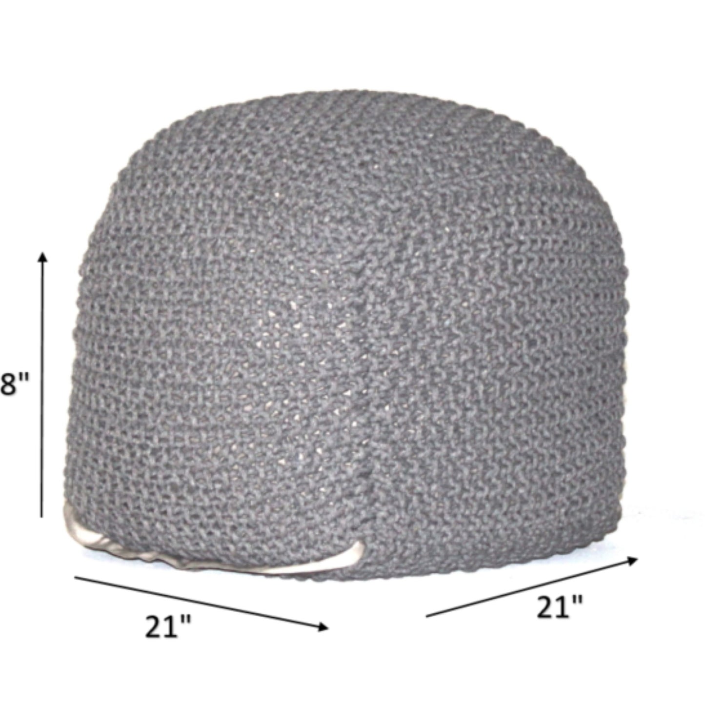 Semi Rounded Pouf Cable Knitted Perfect Seating Light - Gray