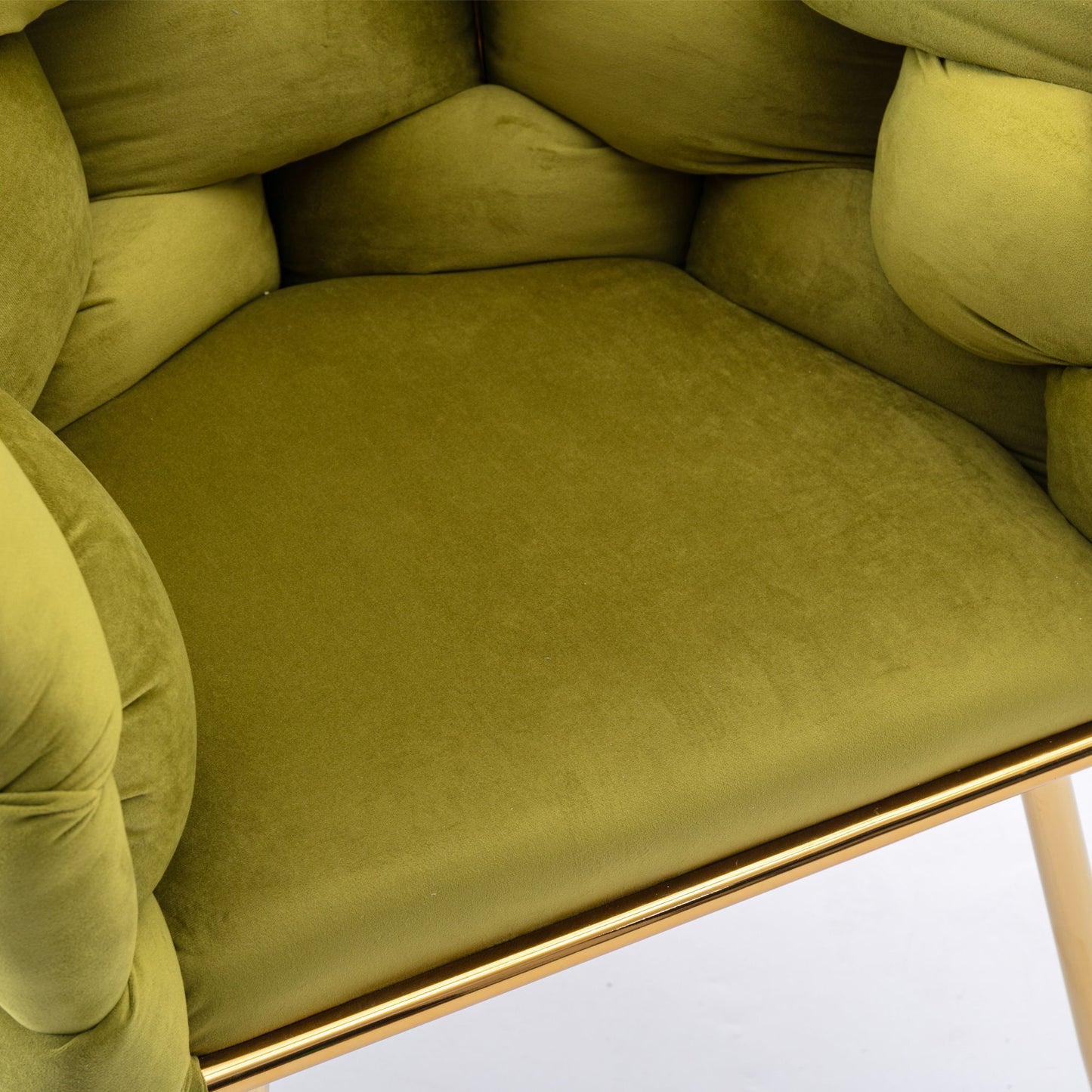 Luxury Modern Simple Leisure Velvet Single Sofa Chair Bedroom Lazy Person Household Dresser Stool Manicure Table Back Chair - Olive Green