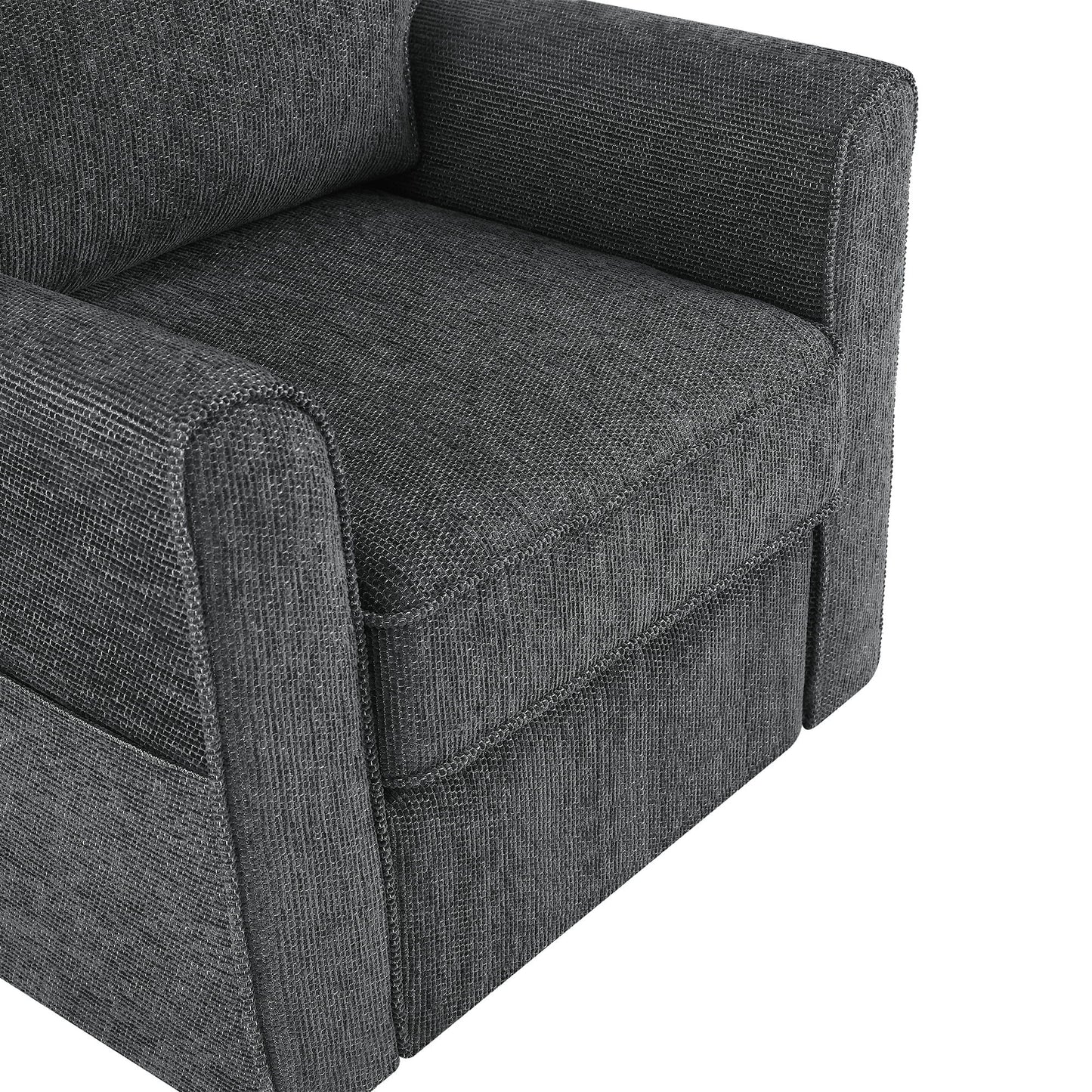 360 Degree Swivel Chair Accent Barrel Armchair With Side Pockets, Compact Design For Living Room, Bedroom, Office - Gray