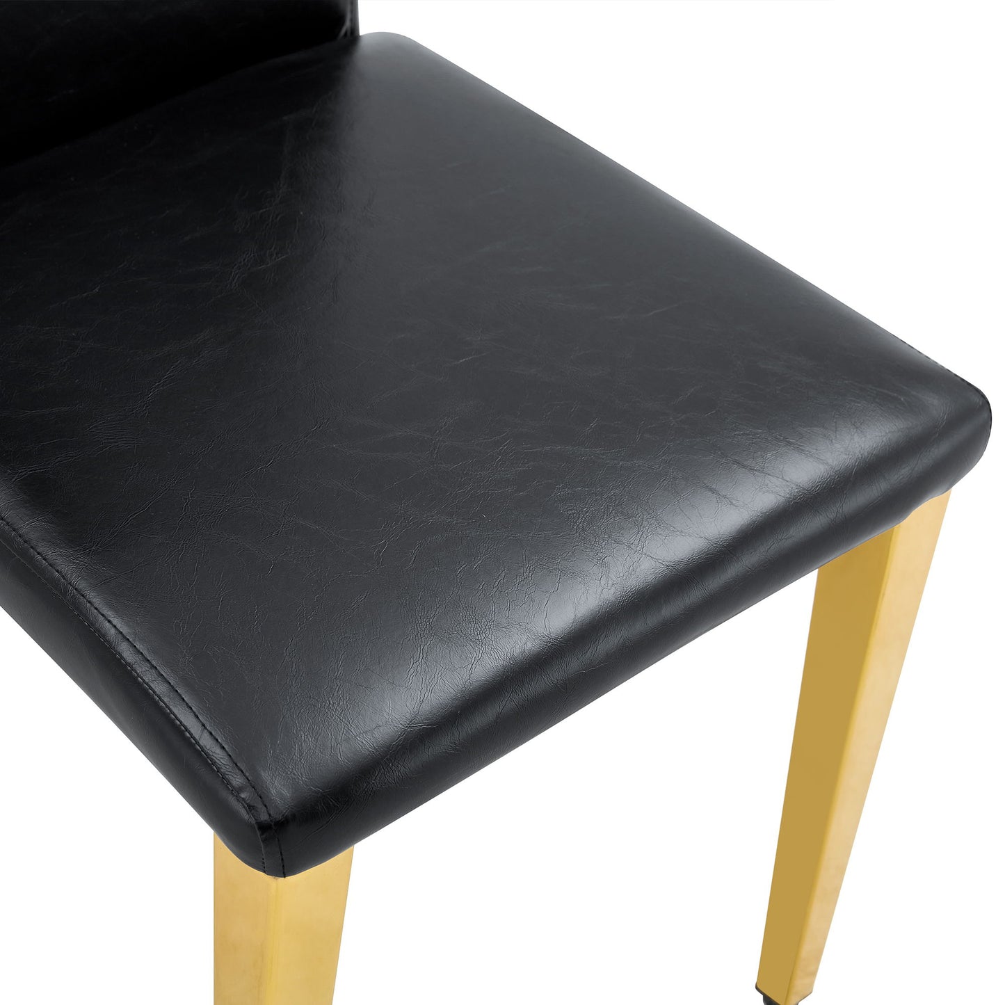 (Set of 4) Backrest Chairs With Gold Metal Legs A Perfect Pairing, Ideal For Minimalist And Modern Home Decor Styles - Black / Gold