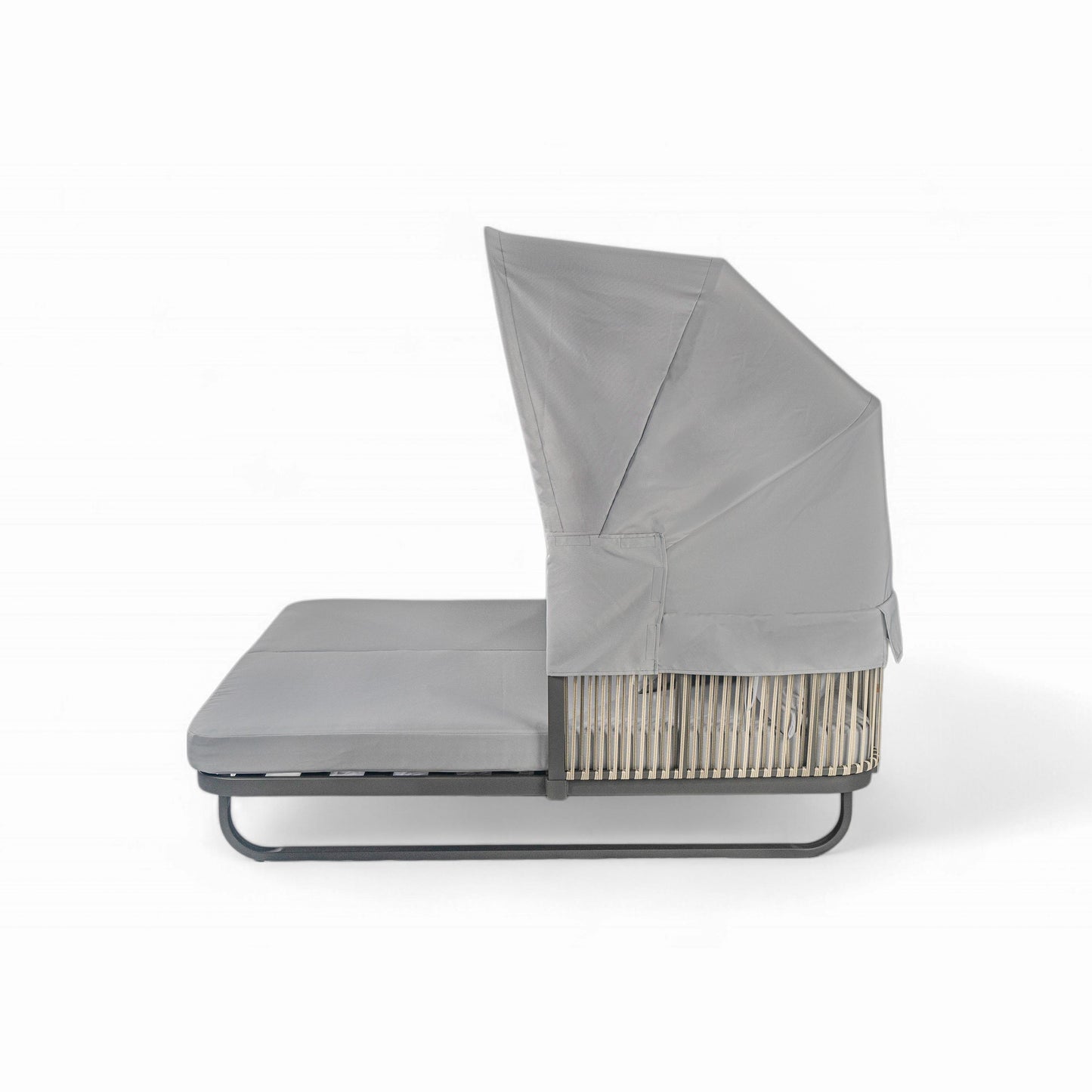 Outdoor Patio Daybed Rattan Daybed Outdoor Sunbed With Detachable Pillows For Patio, Backyard, Pool - Gray