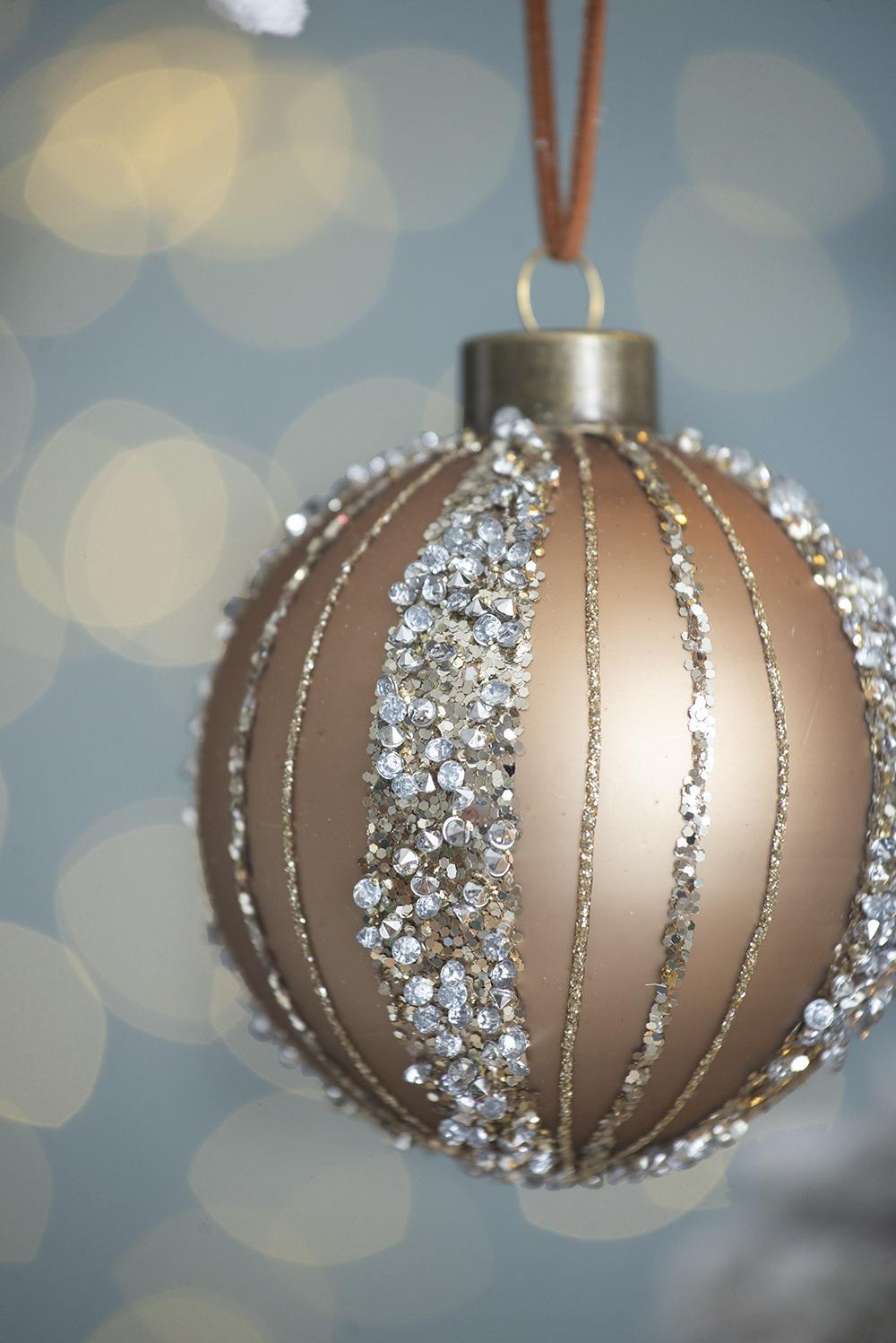 Christmas Ball Ornaments, Glass Decorative Hanging Ball Christmas Tree Ornaments, For Holiday Party Decorations (Set of 6) - Gold