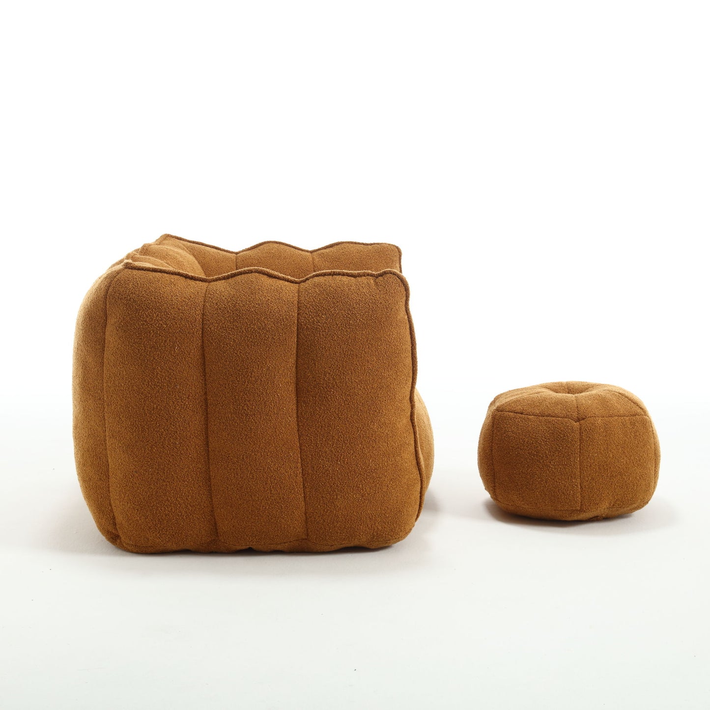 Soft Bean Bag Chair With High Resilient Foam (Chips) - Khaki / Yellow